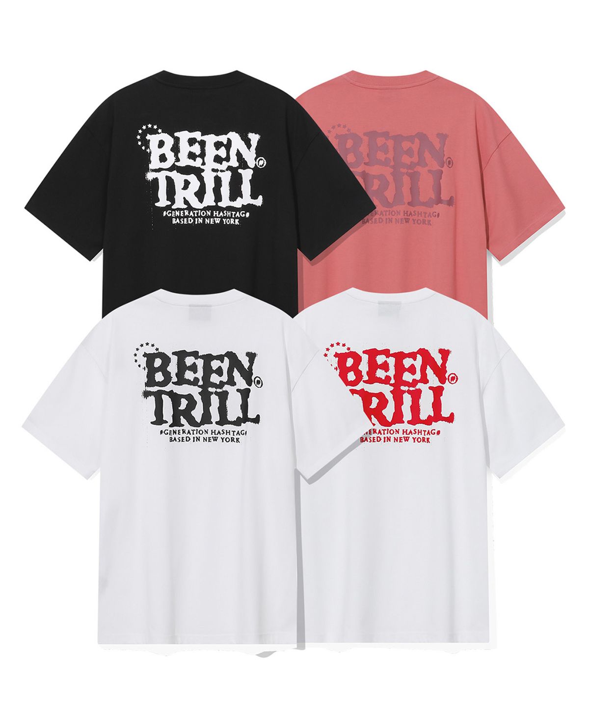 빈트릴(BEENTRILL) 스타 서클 로고 티셔츠(다크 핑크)