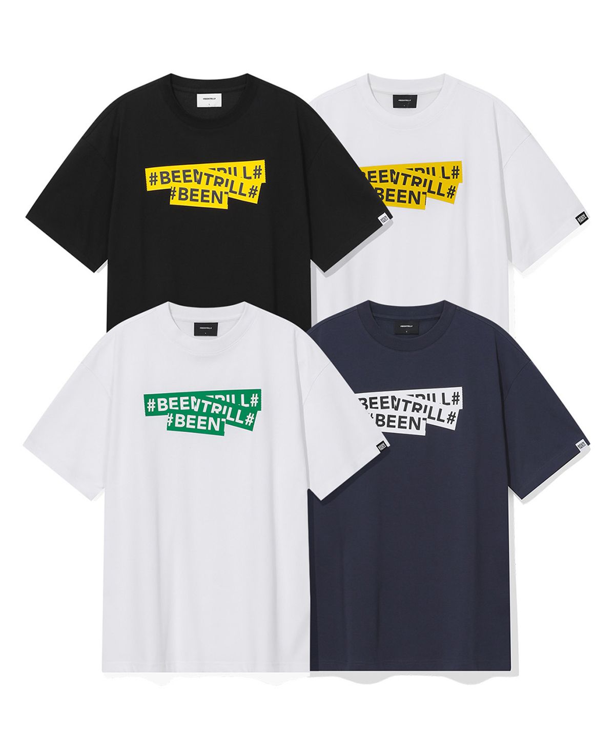 빈트릴(BEENTRILL) 시그니처 테이핑 티셔츠(인디고)