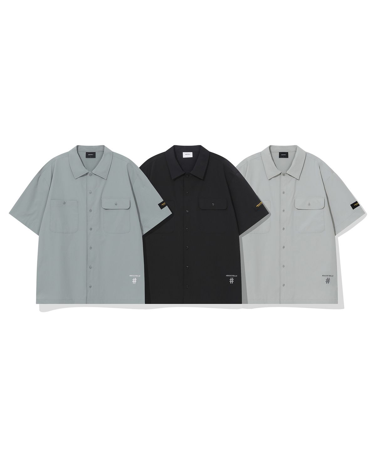 빈트릴(BEENTRILL) 우븐 테크 하프 셔츠(라이트 그레이)