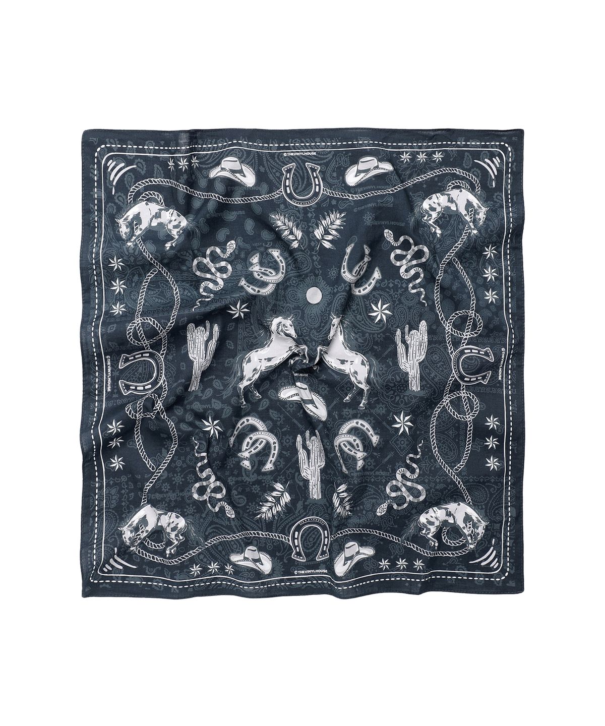 더바이닐하우스(THEVINYLHOUSE) TVH WESTERN PATTERN BANDANA NAVY