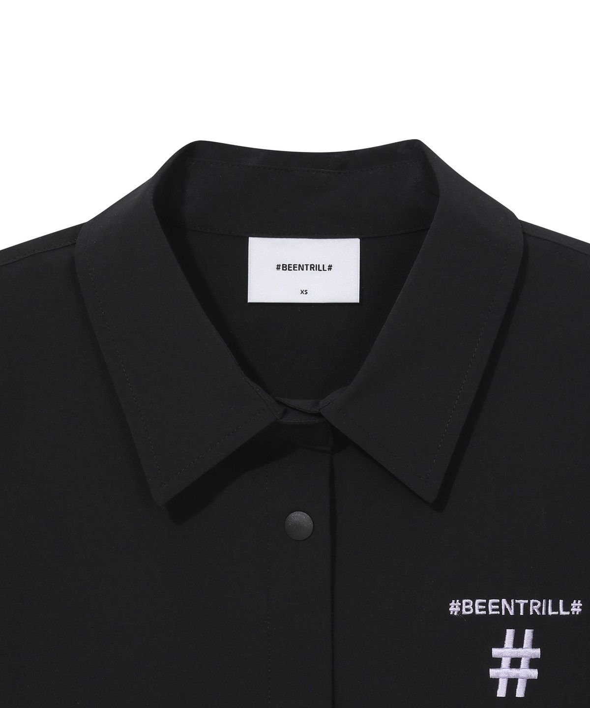 빈트릴 뉴욕(BEENTRILL NEWYORK) 우먼즈 우븐 테크 크롭 셔츠(블랙)
