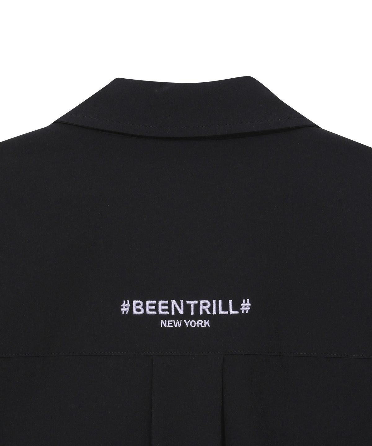 빈트릴 뉴욕(BEENTRILL NEWYORK) 우먼즈 우븐 테크 크롭 셔츠(블랙)