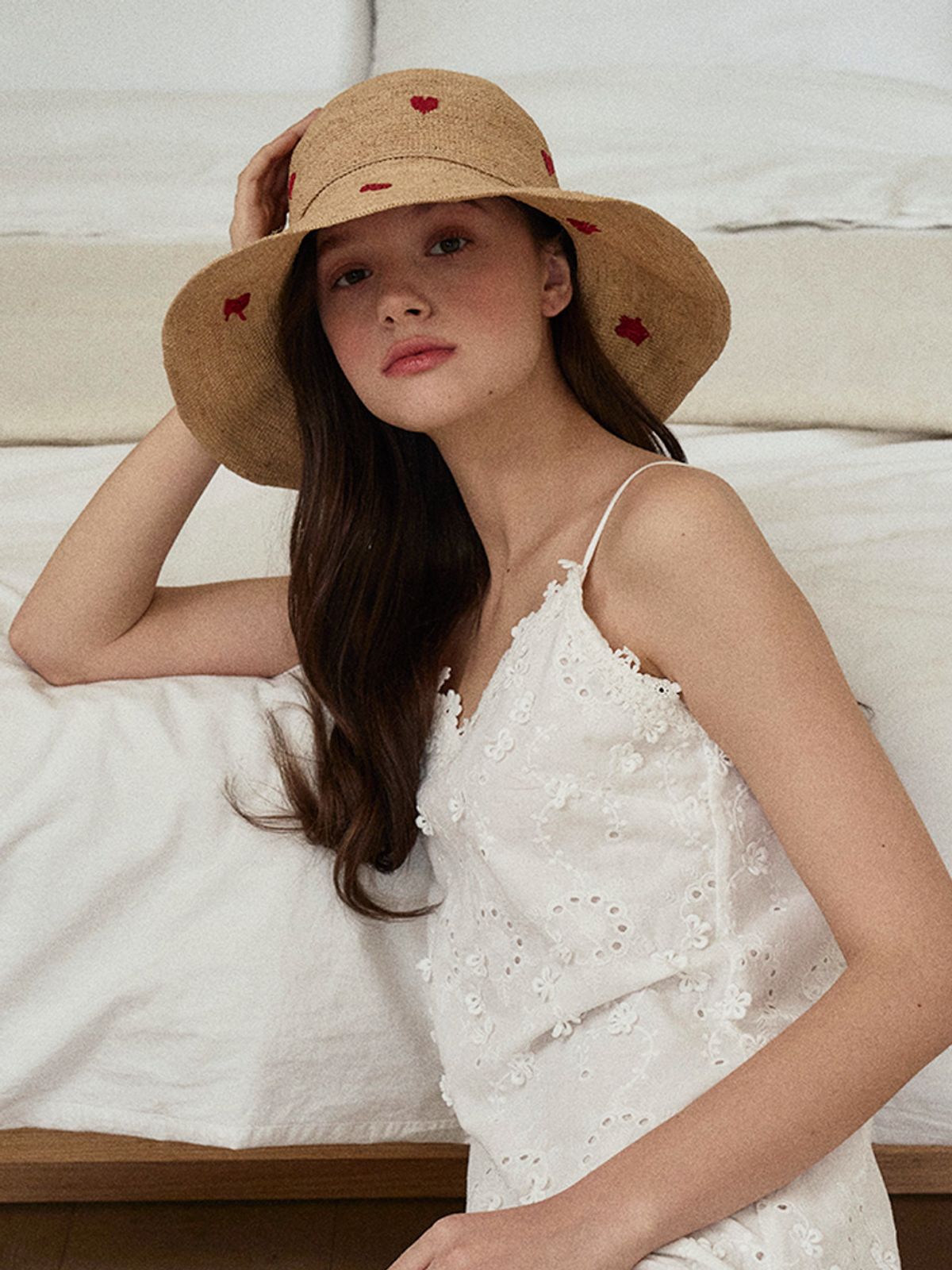 메르헨(MERCHEN) Heart raffia floppy hat