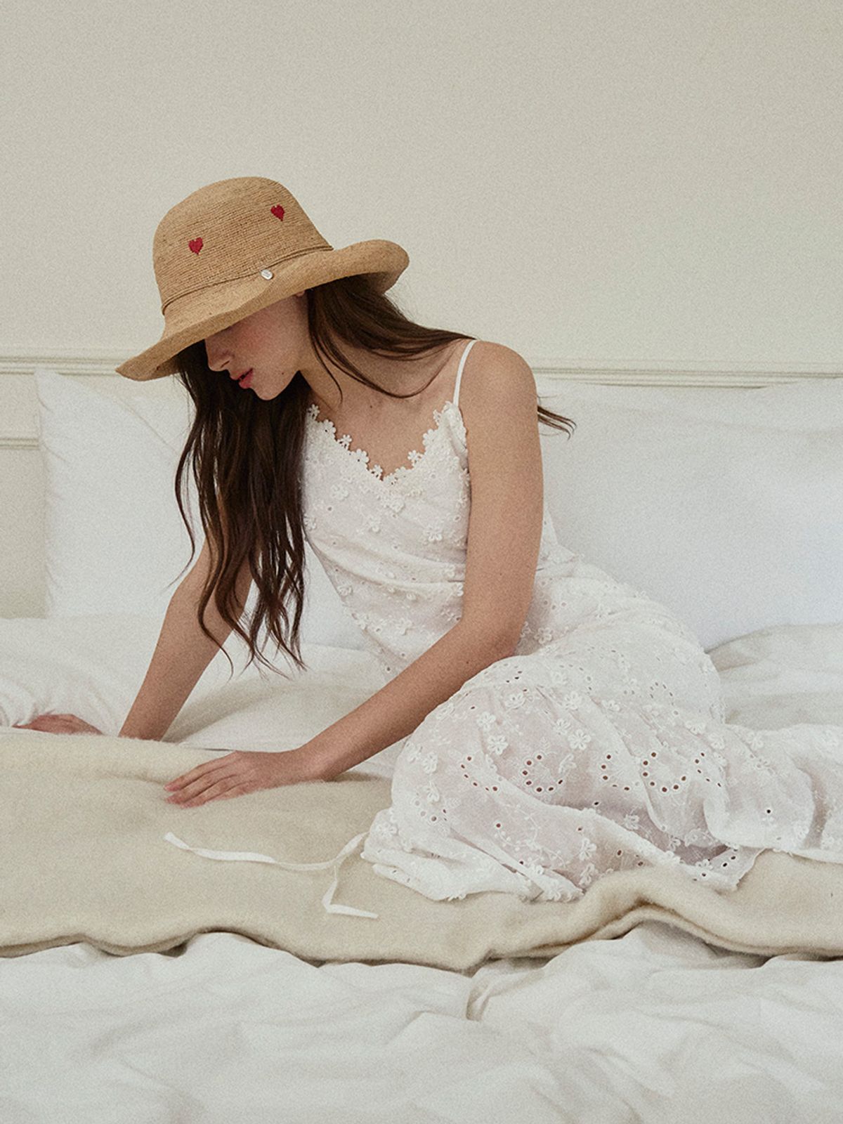 메르헨(MERCHEN) Heart raffia floppy hat