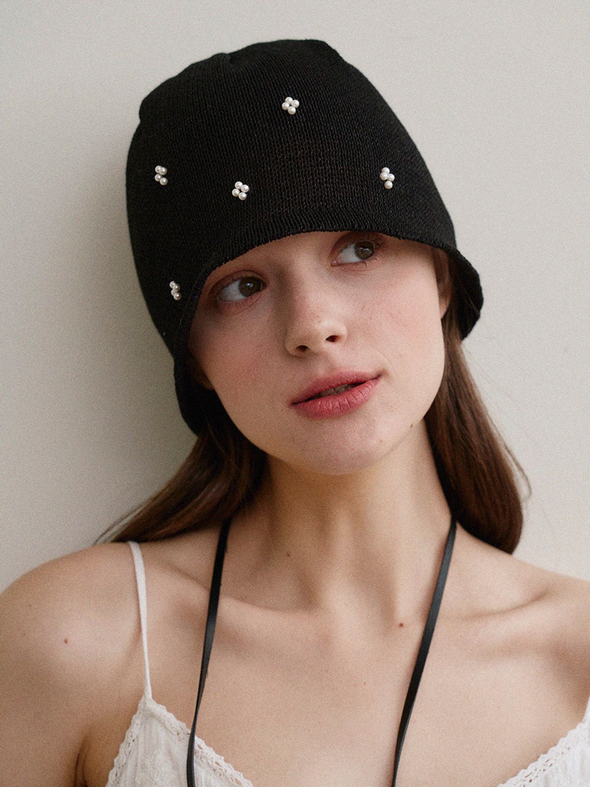 메르헨(MERCHEN) Pearl beanie bonnet hat_2color