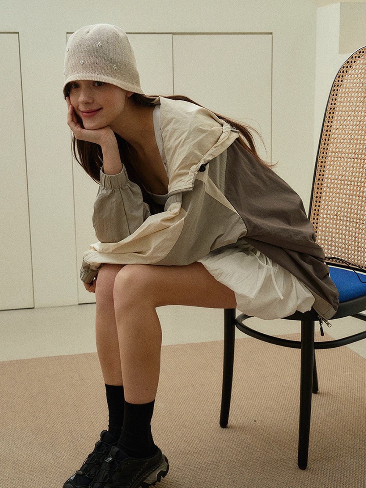 메르헨(MERCHEN) Pearl beanie bonnet hat_2color