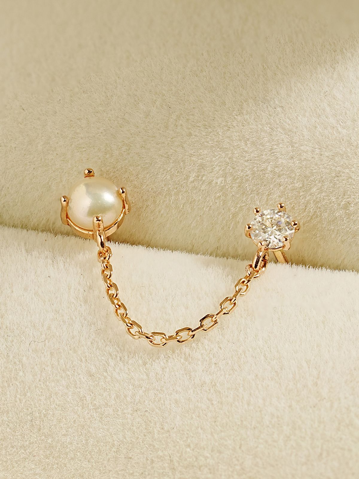 미니멀피어싱(MINIMALPIERCING) 14K 모이사나이트 다이아 진주 레이어드 피어싱 귀걸이