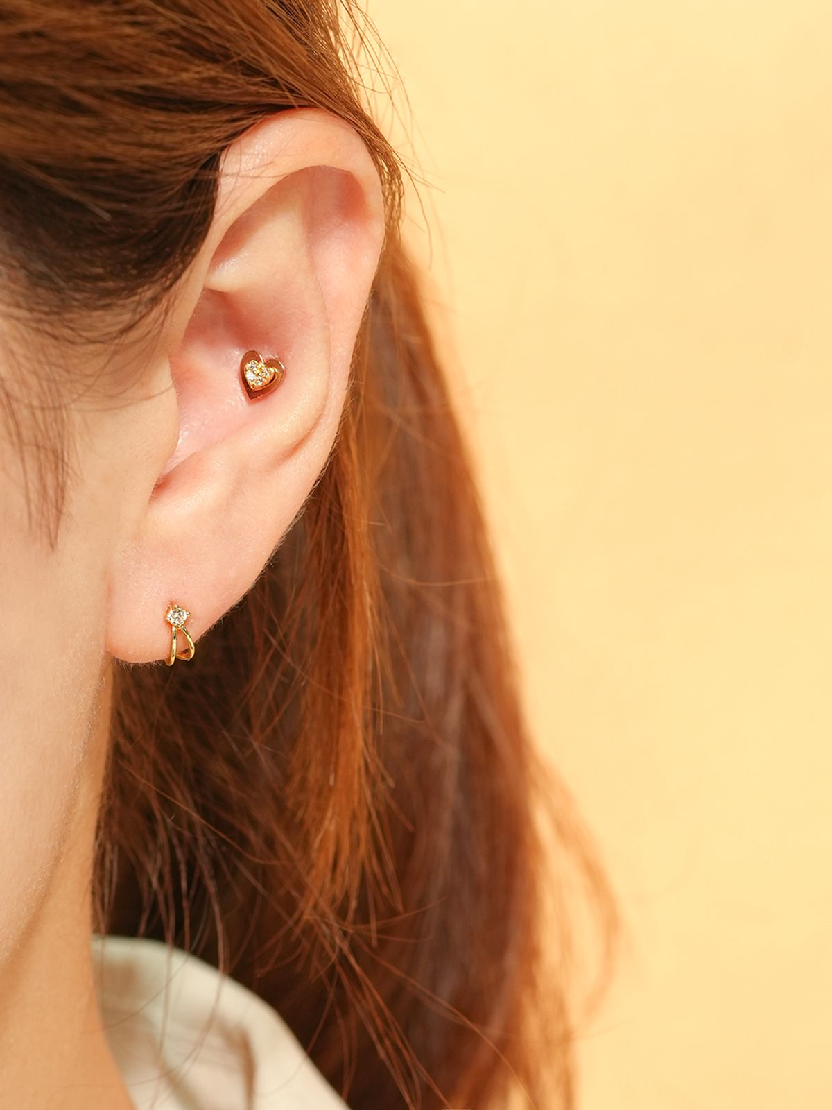 미니멀피어싱(MINIMALPIERCING) 14K 허기 큐빅 피어싱 귀걸이