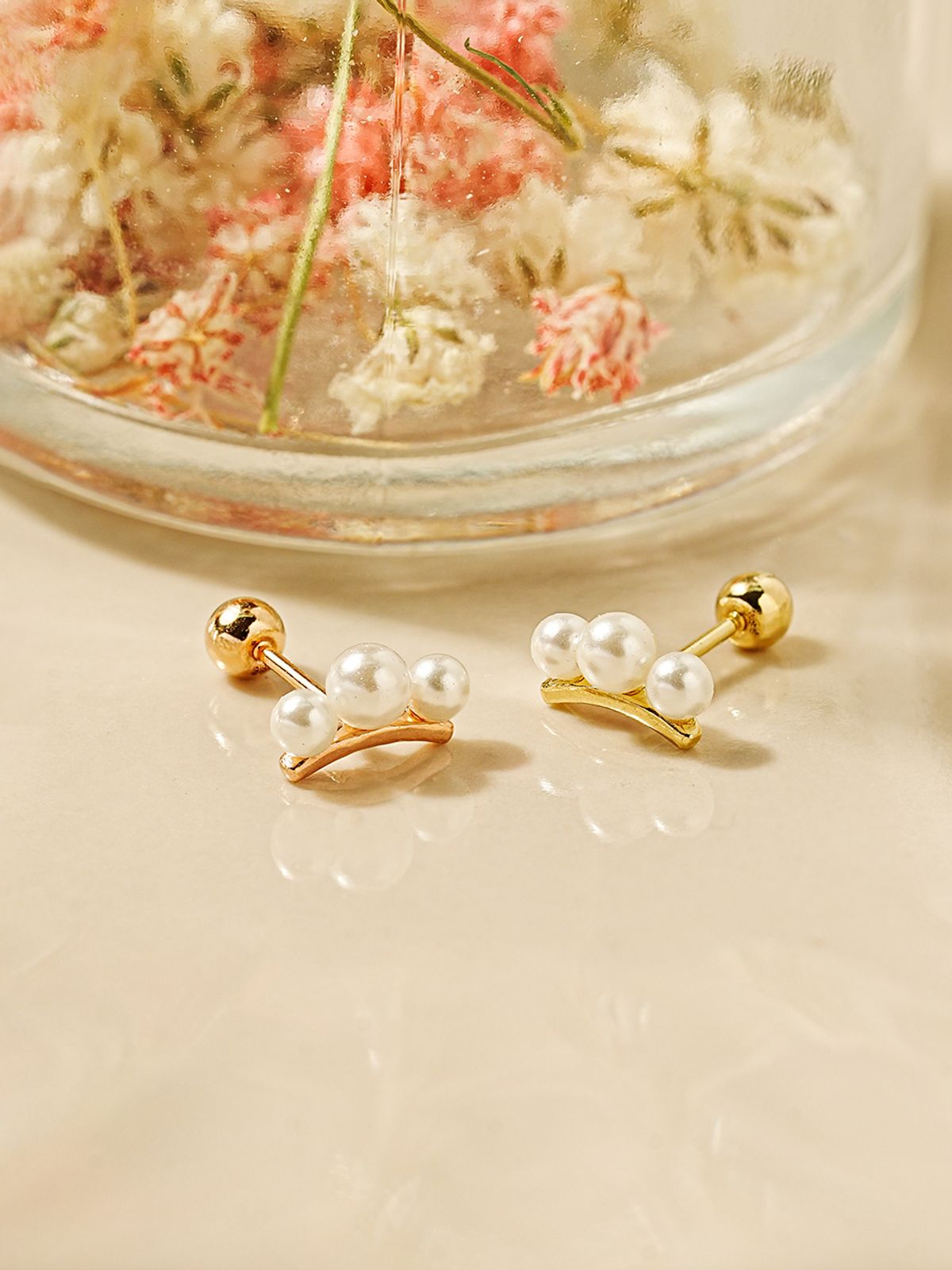 미니멀피어싱(MINIMALPIERCING) 14K 블룸 펄 진주 피어싱 귀걸이