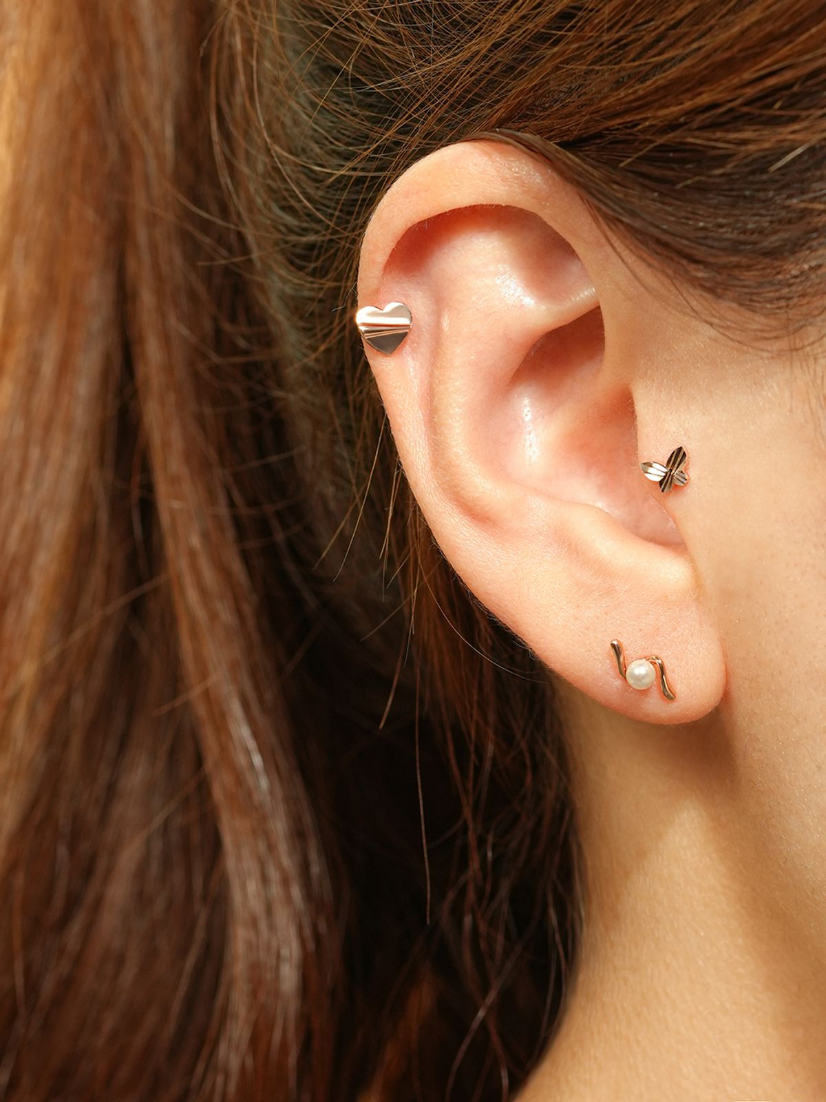미니멀피어싱(MINIMALPIERCING) 14K 트위스터 진주 피어싱 귀걸이