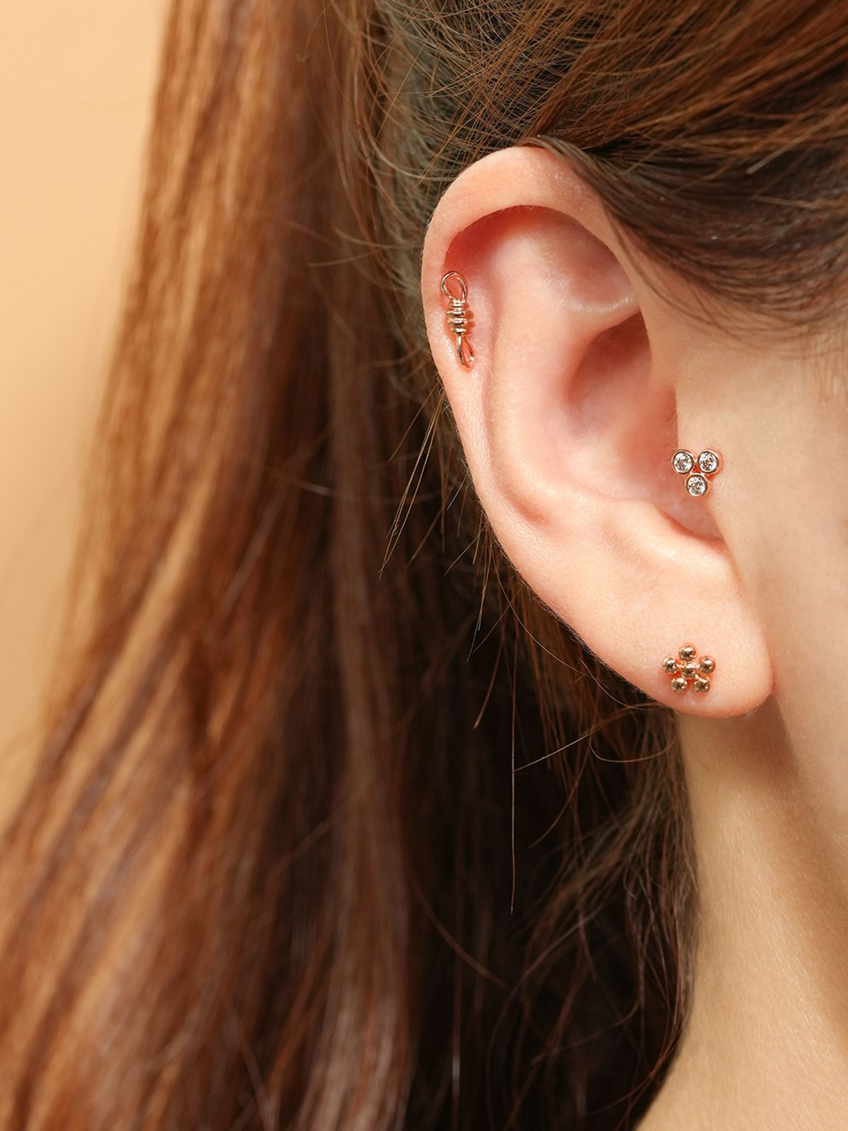 미니멀피어싱(MINIMALPIERCING) 14K 피젯 스핀 큐빅 피어싱 귀걸이