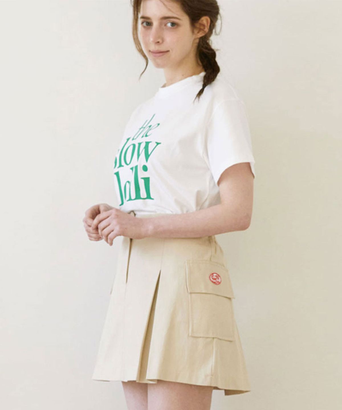 슬로우롤리(SLOWLOLLI) Cargo mini skirt - Beige