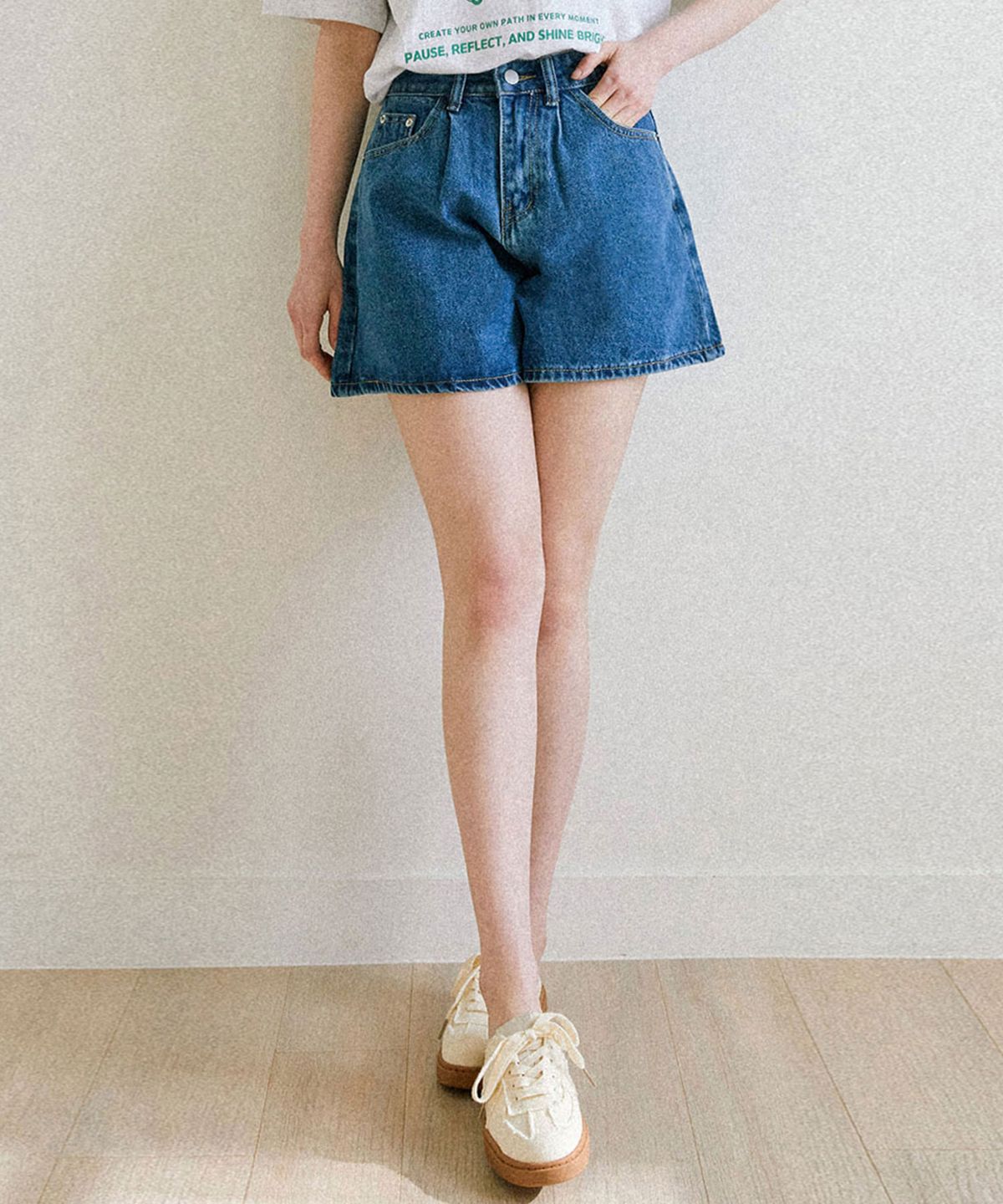 슬로우롤리(SLOWLOLLI) Flare denim short pants_4 Colors
