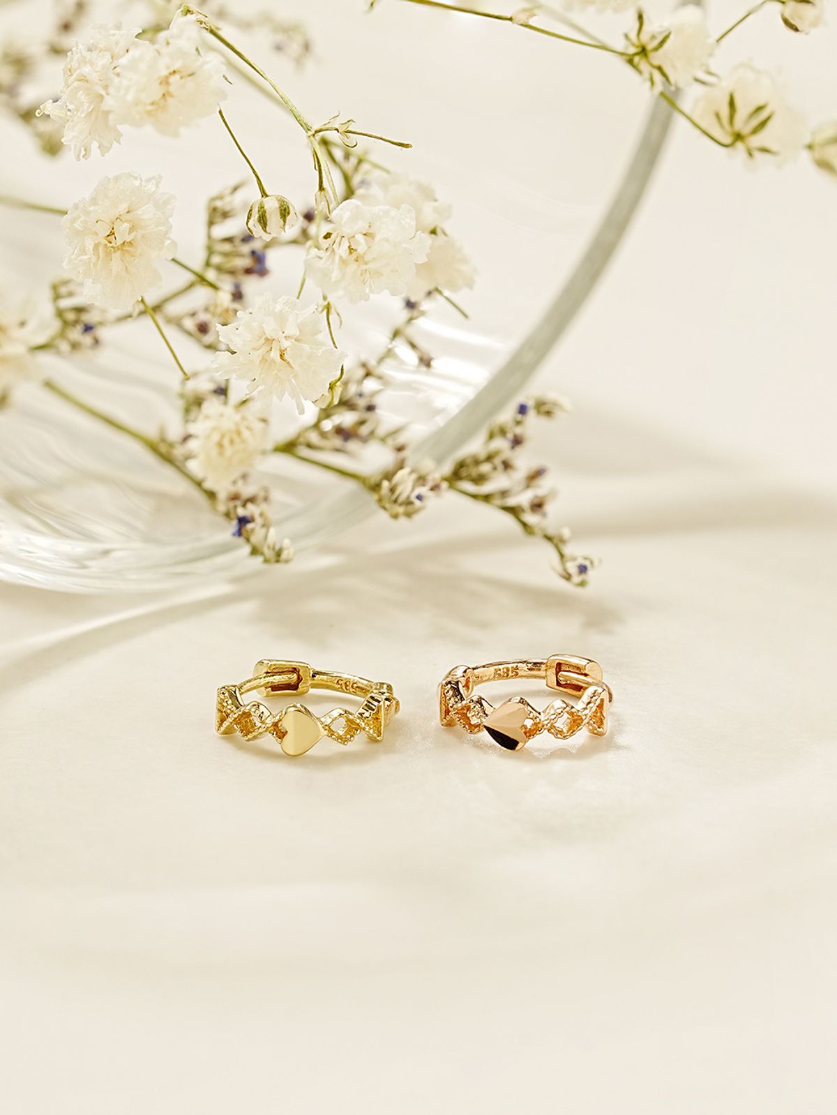 미니멀피어싱(MINIMALPIERCING) 14K 18K 포인트 하트 링귀걸이