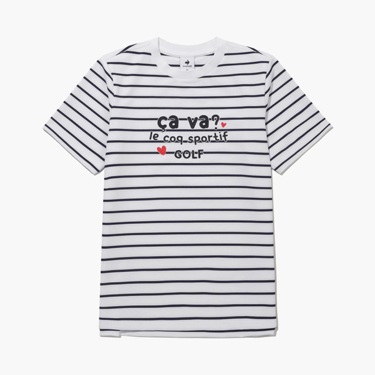 르꼬끄 골프(LECOQ GOLF) 여성 스트라이프 라운드넥 반팔 티셔츠 (GQ222LRS44)