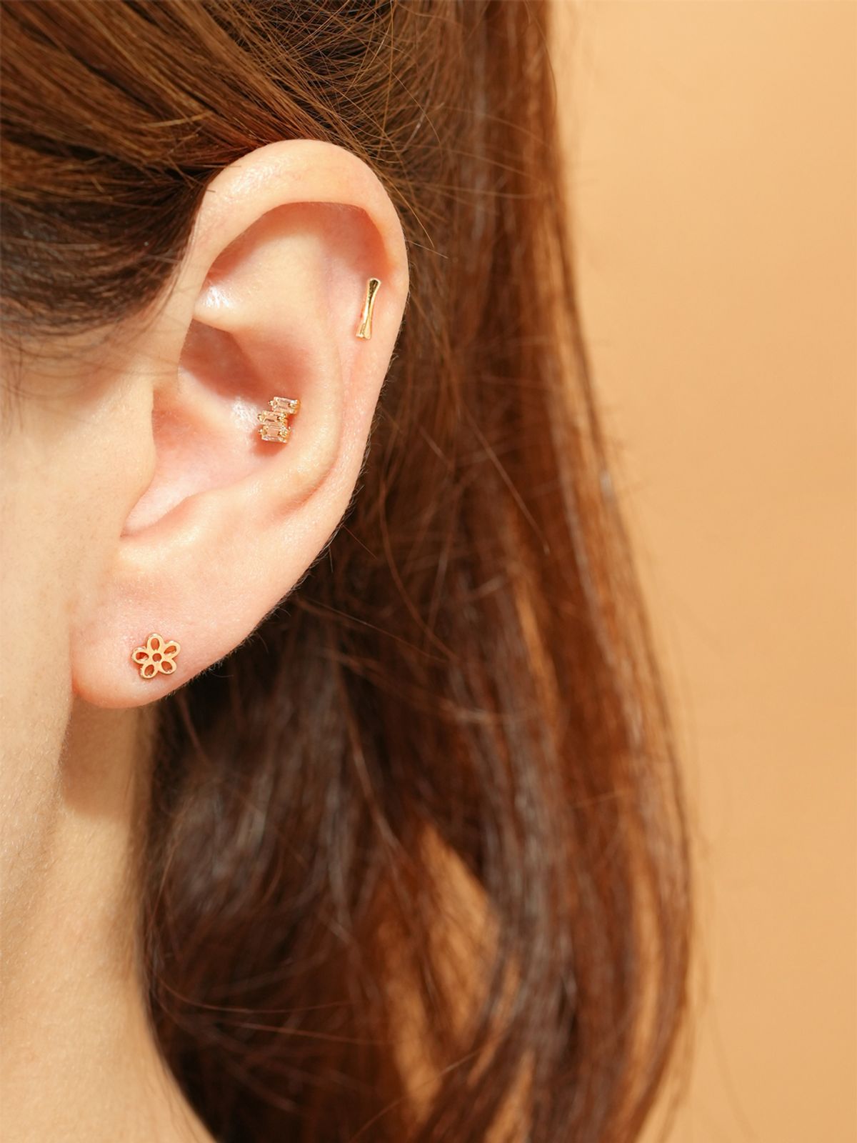 미니멀피어싱(MINIMALPIERCING) 14K 심플 볼륨 스틱 피어싱 귀걸이