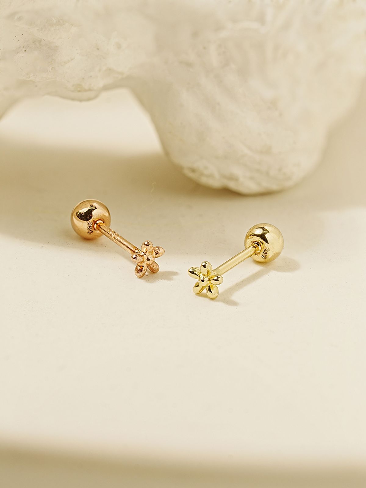 미니멀피어싱(MINIMALPIERCING) 14K 초 미니볼 플라워 피어싱 귀걸이