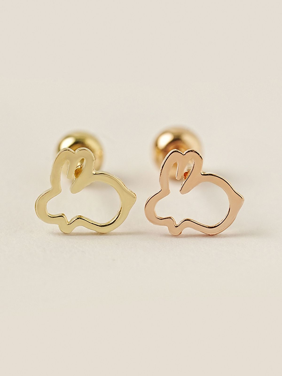 미니멀피어싱(MINIMALPIERCING) 14K 라인 토끼 피어싱 귀걸이