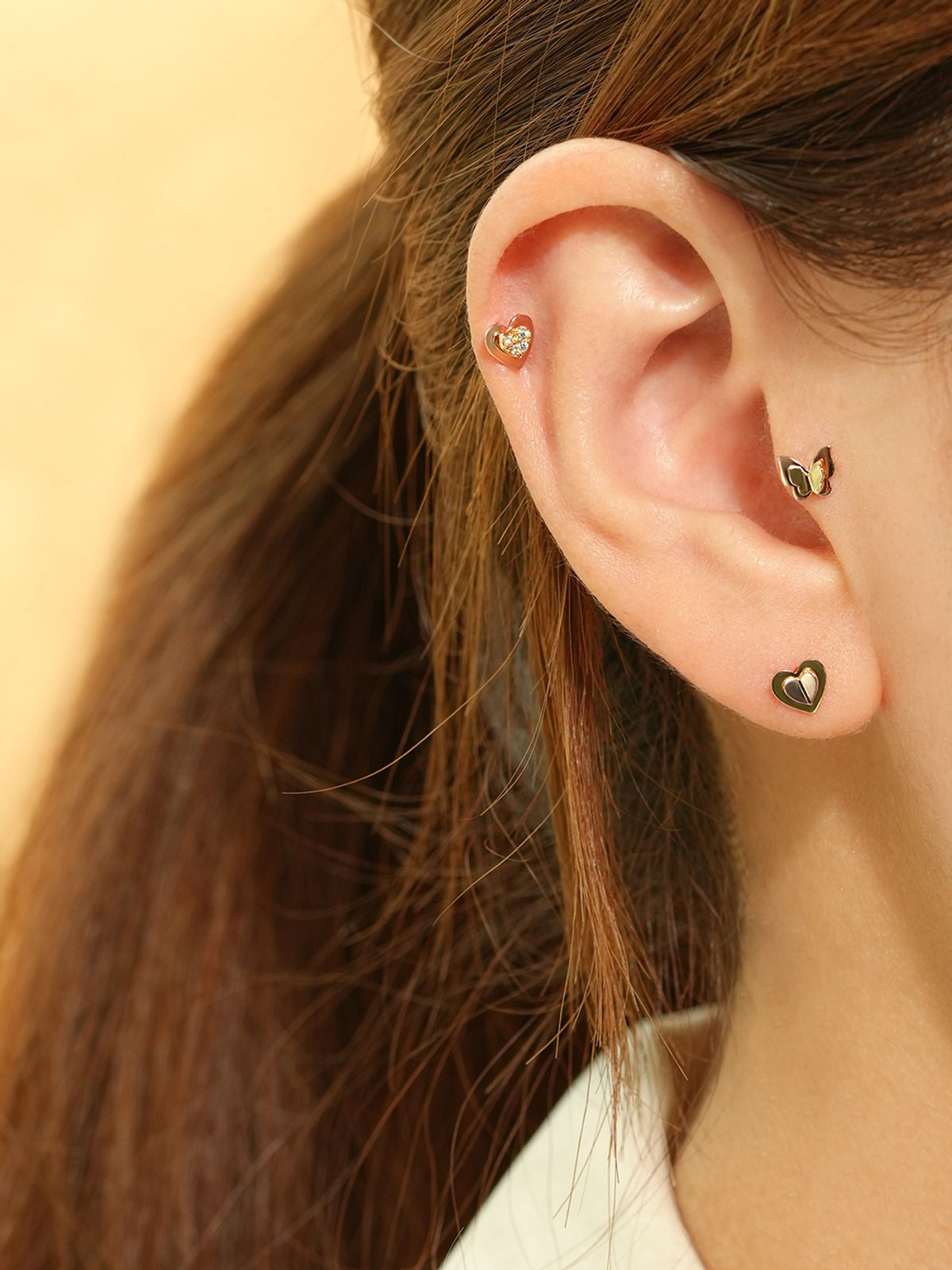 미니멀피어싱(MINIMALPIERCING) 14K 더블 폴드 나비 피어싱 귀걸이