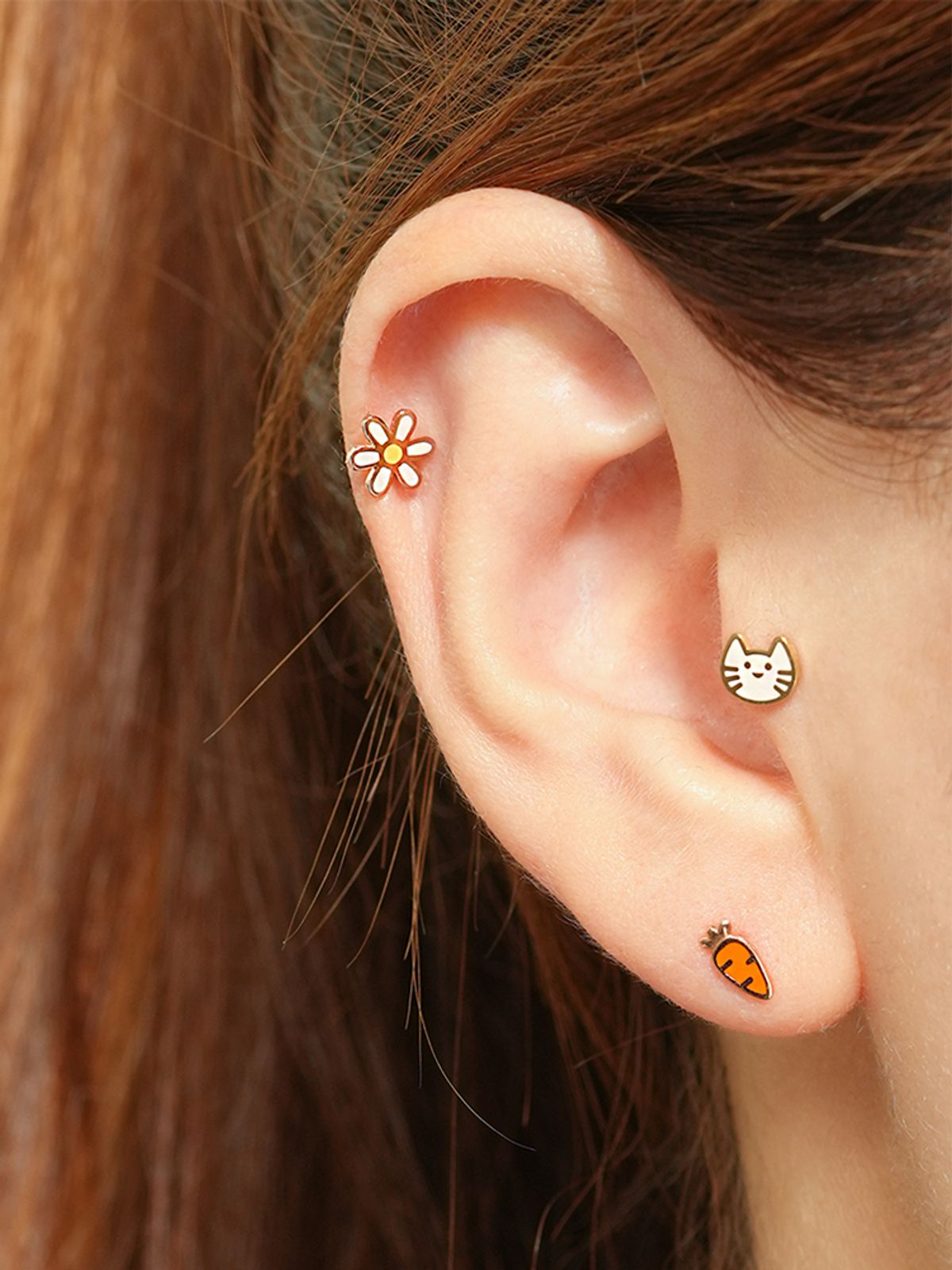 미니멀피어싱(MINIMALPIERCING) 14K 에나멜 미니 캐럿 피어싱 귀걸이