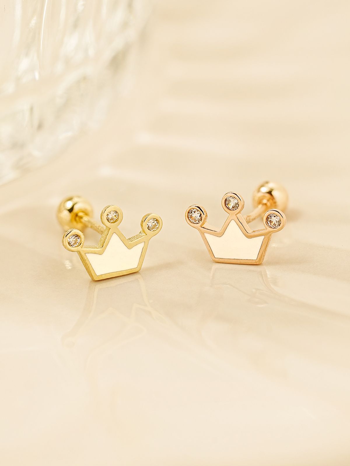 미니멀피어싱(MINIMALPIERCING) 14K 큐빅 포인트 크라운 피어싱 귀걸이