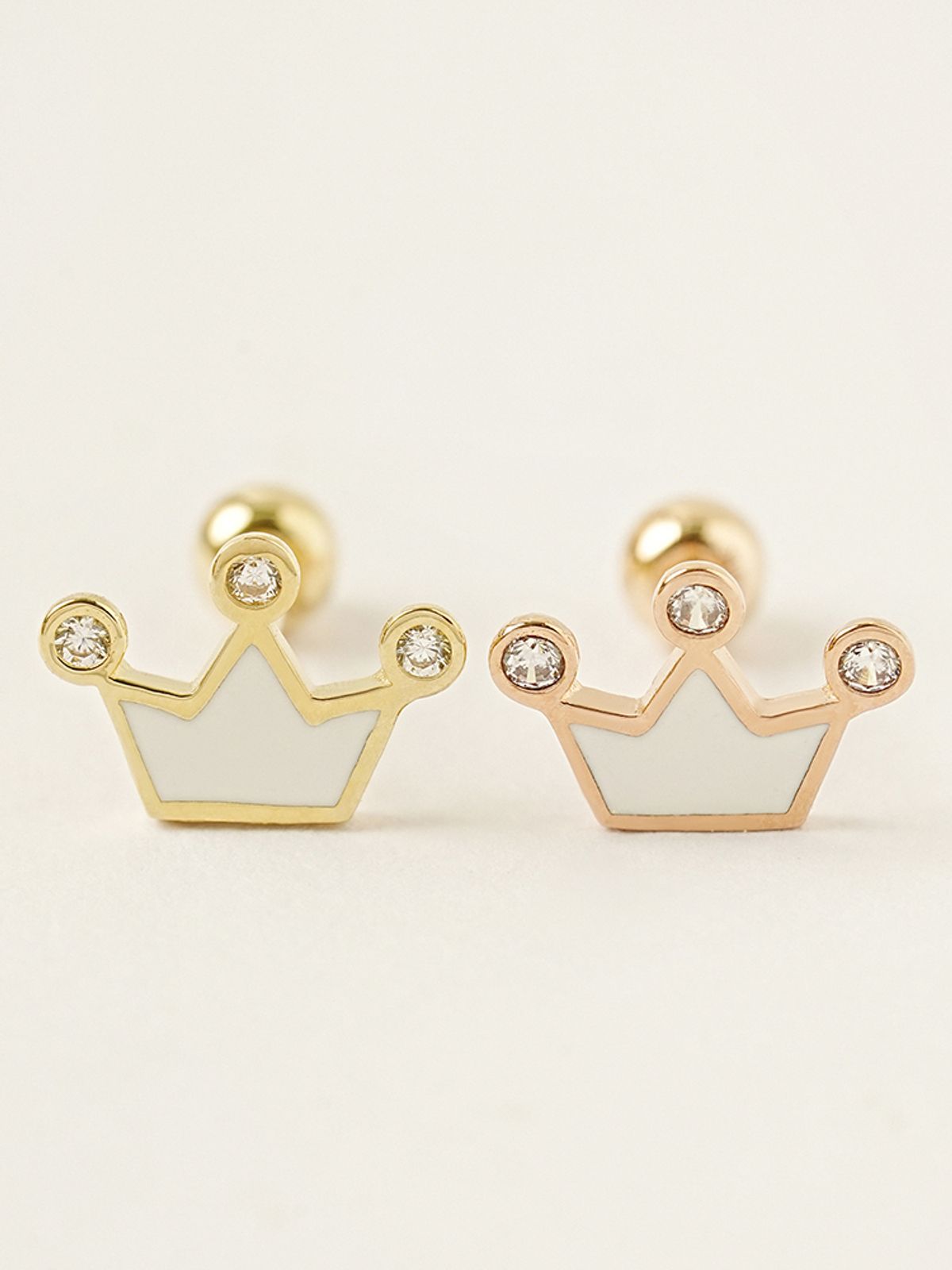 미니멀피어싱(MINIMALPIERCING) 14K 큐빅 포인트 크라운 피어싱 귀걸이