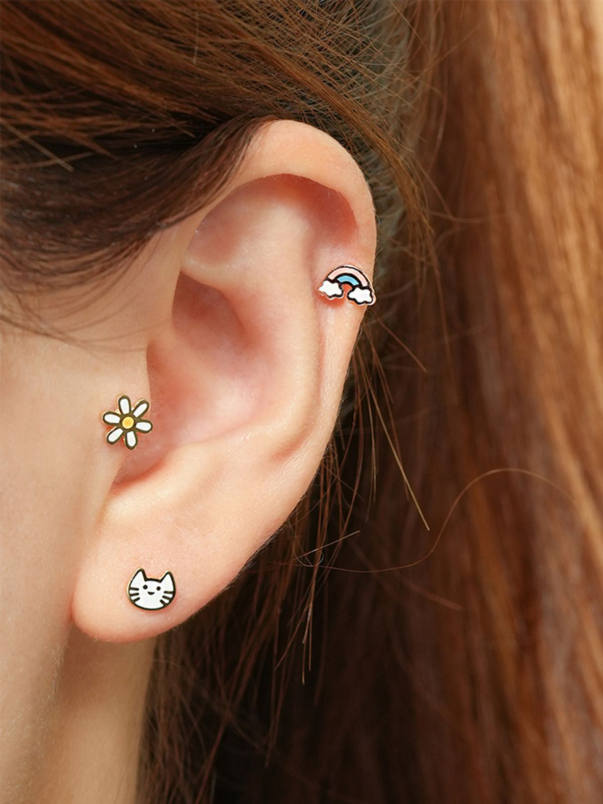 미니멀피어싱(MINIMALPIERCING) 14K 에나멜 마일드 캣 피어싱 귀걸이