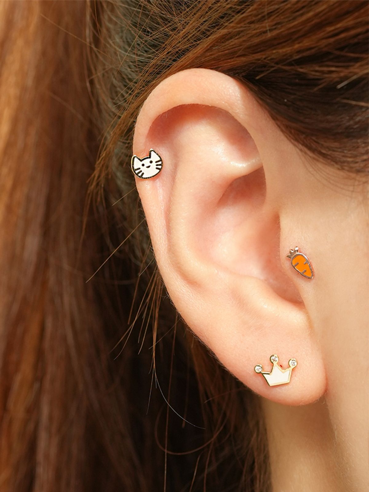 미니멀피어싱(MINIMALPIERCING) 14K 에나멜 마일드 캣 피어싱 귀걸이