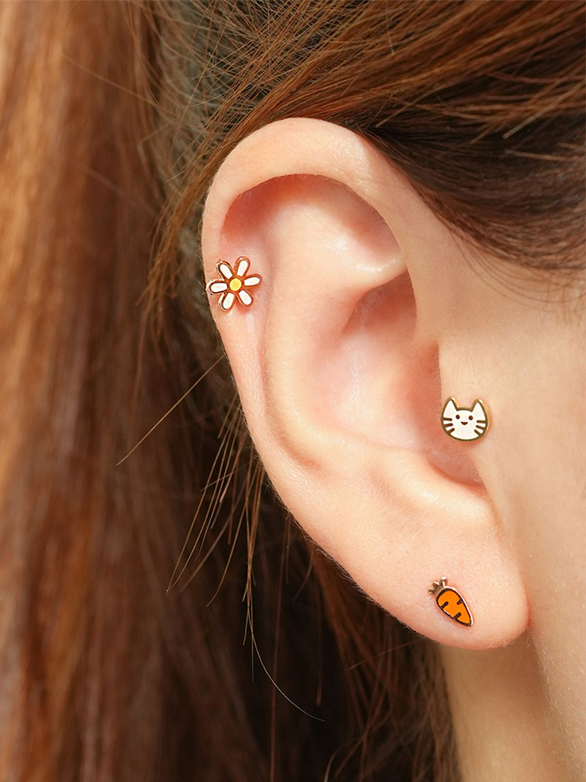 미니멀피어싱(MINIMALPIERCING) 14K 에나멜 마일드 캣 피어싱 귀걸이