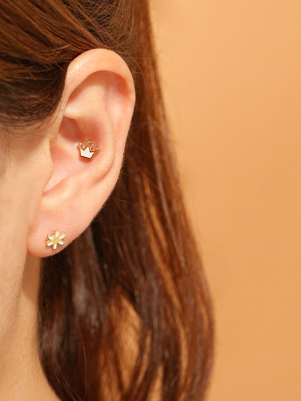 미니멀피어싱(MINIMALPIERCING) 14K 에나멜 심플 데이지 피어싱 귀걸이