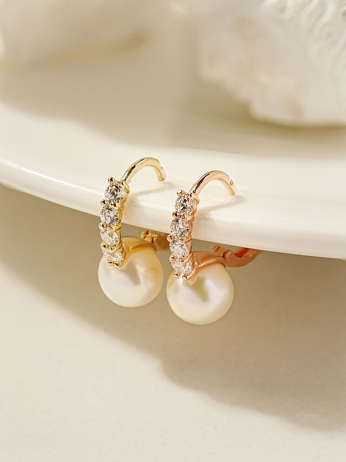 미니멀피어싱(MINIMALPIERCING) 14K 18K 큐빅 담수진주 원터치 링 귀걸이