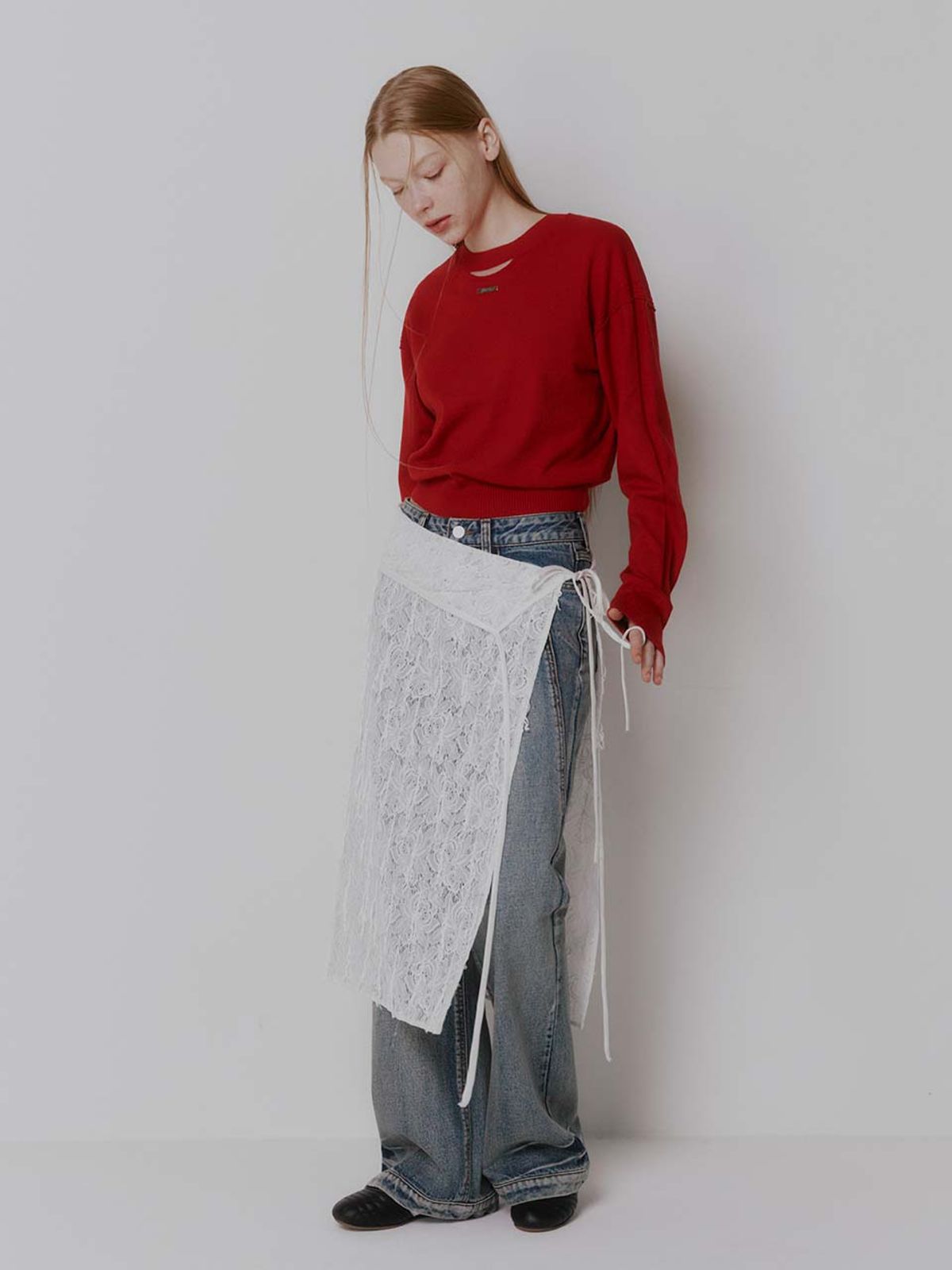 레이브(RAIVE) Lace Skirt + Jersey Pants Set VW5ML477_2color
