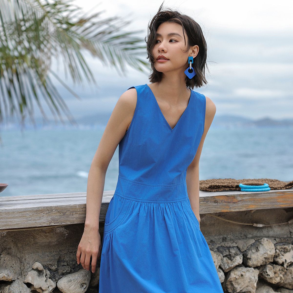 랭썬(LANGSON) LS_V-neck high-end long dress