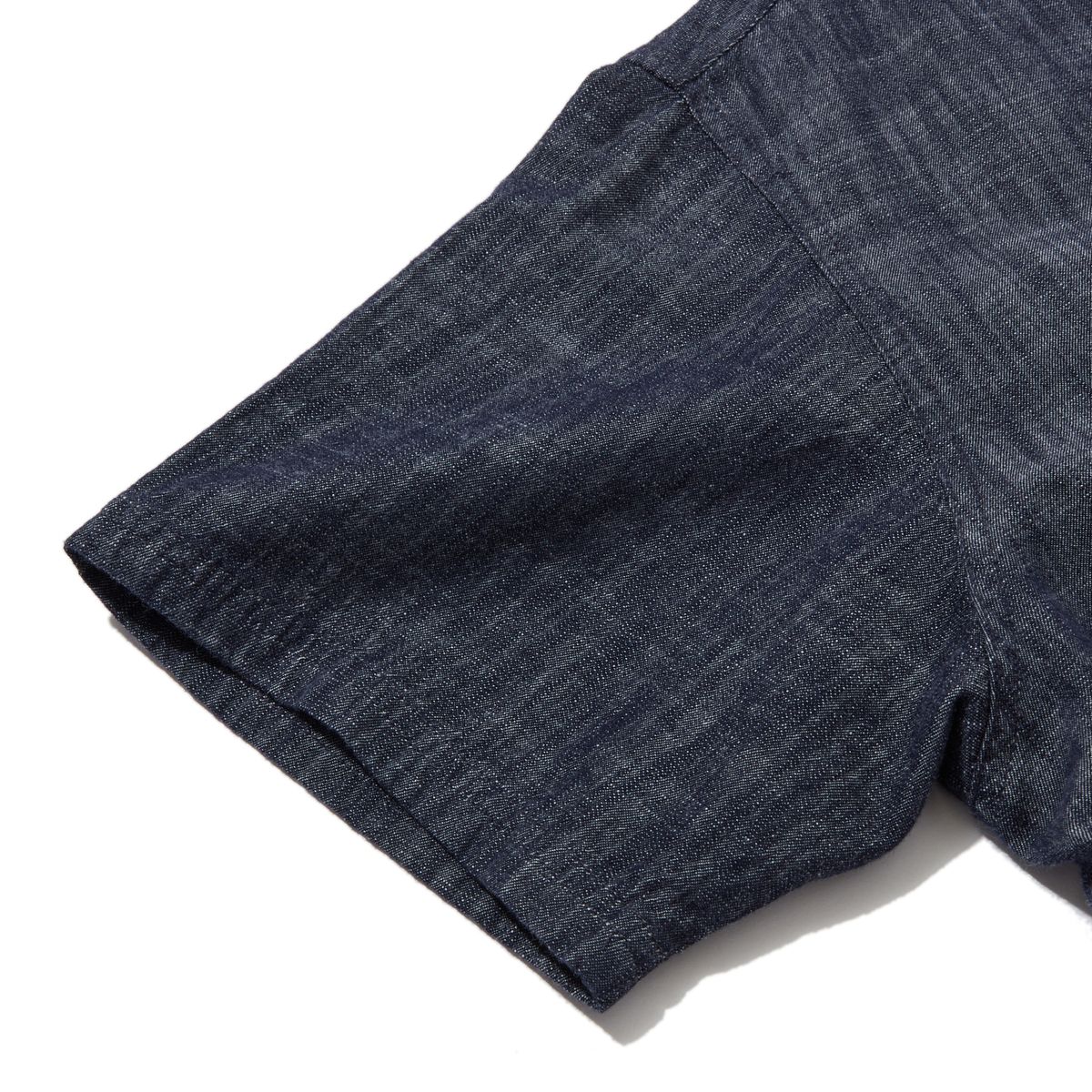 펜필드(PENFIELD) 워시드 슬럽 데님 오픈 카라 셔츠_FR2WR10U