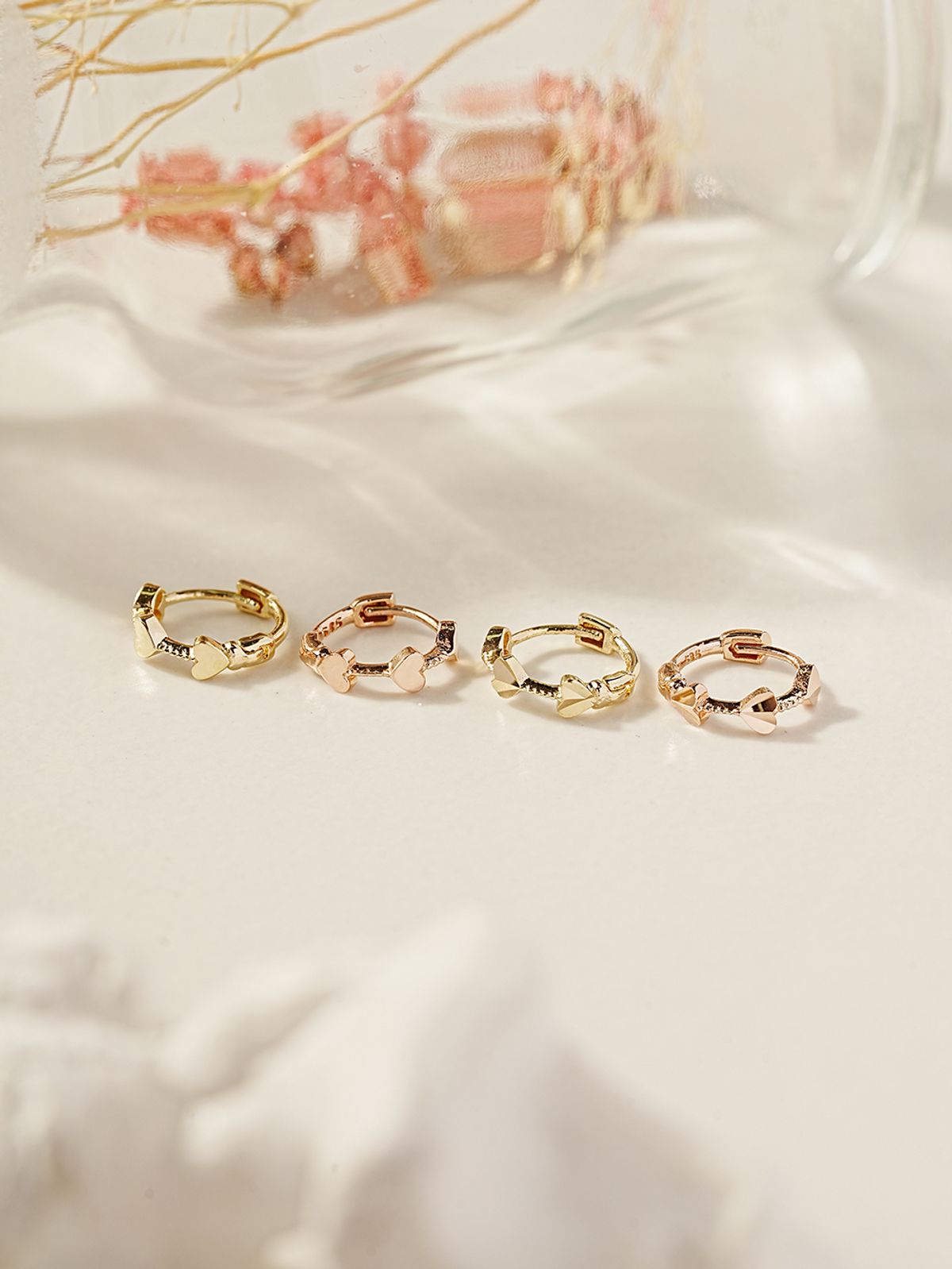 미니멀피어싱(MINIMALPIERCING) 14K 18K 도트 하트 원터치 링 귀걸이