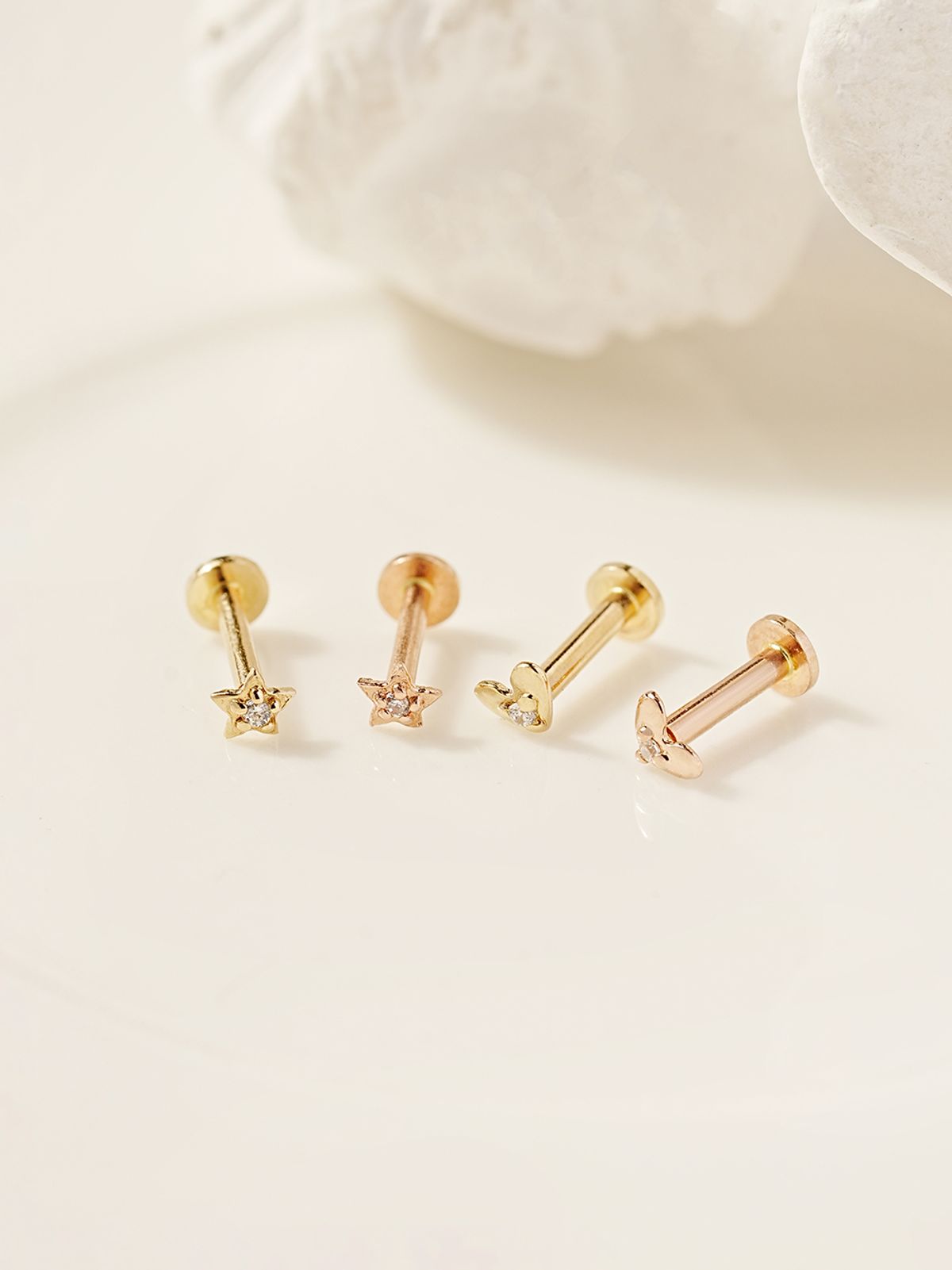 미니멀피어싱(MINIMALPIERCING) 14K 인터널 미니미 큐빅 별 하트 라블렛 피어싱