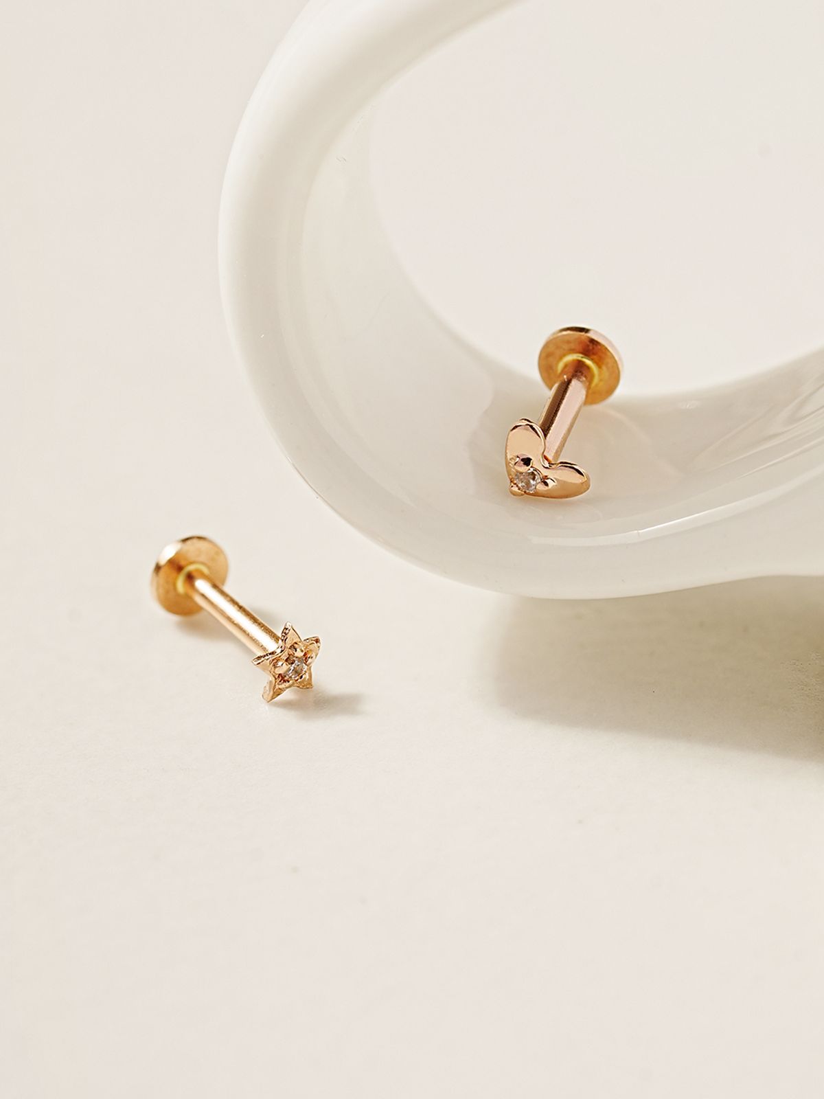 미니멀피어싱(MINIMALPIERCING) 14K 인터널 미니미 큐빅 별 하트 라블렛 피어싱