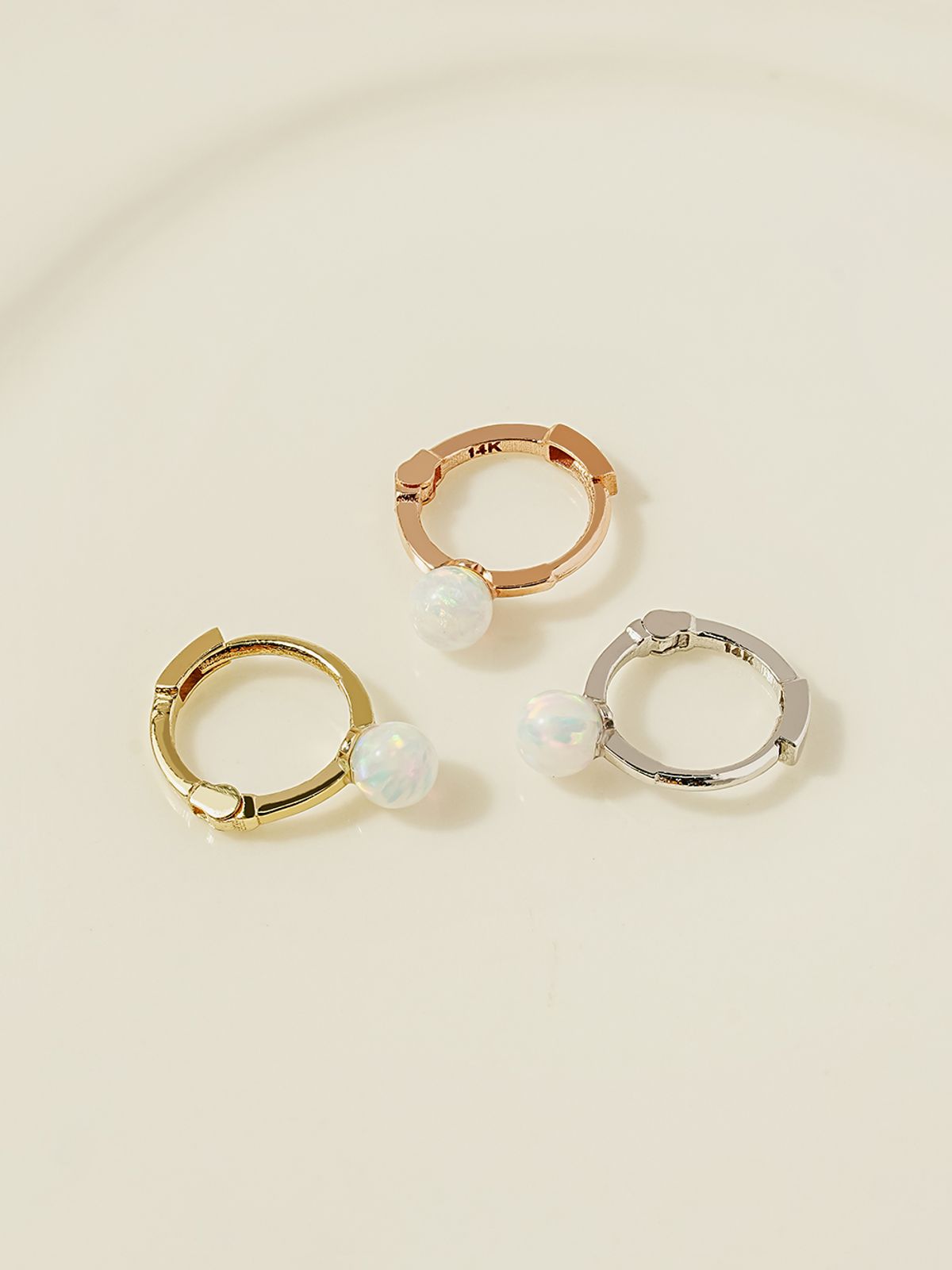 미니멀피어싱(MINIMALPIERCING) 14K 18K 오팔 연골 미니 원터치 링귀걸이