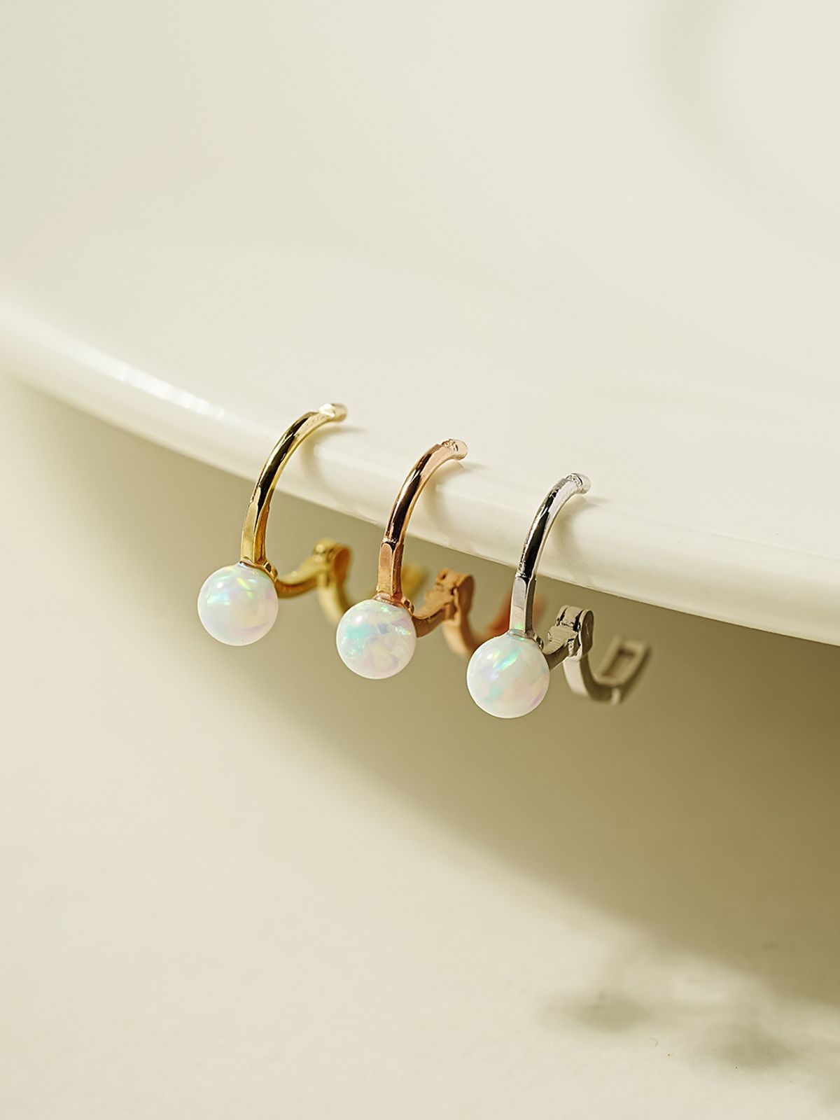 미니멀피어싱(MINIMALPIERCING) 14K 18K 오팔 연골 미니 원터치 링귀걸이