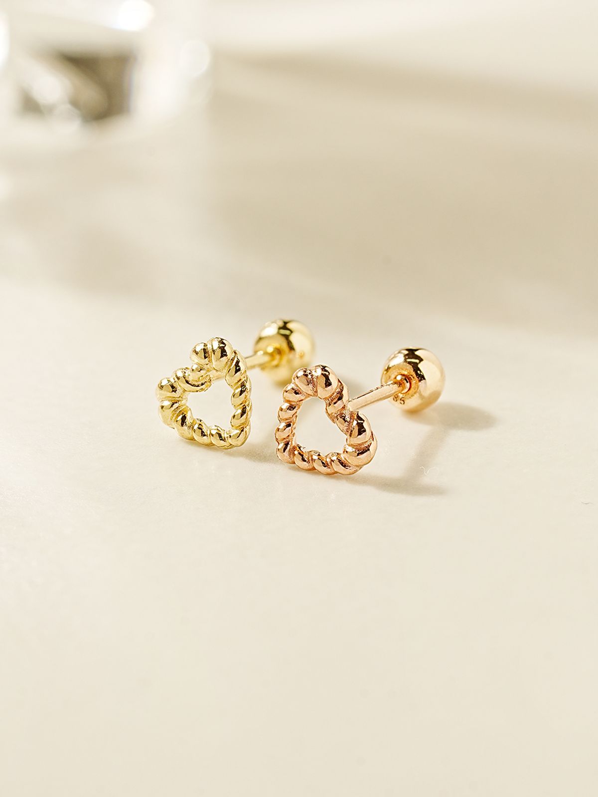 미니멀피어싱(MINIMALPIERCING) 14K 트위스트 하트 피어싱 귀걸이