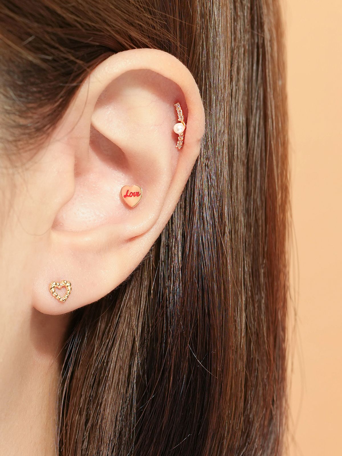 미니멀피어싱(MINIMALPIERCING) 14K 트위스트 하트 피어싱 귀걸이