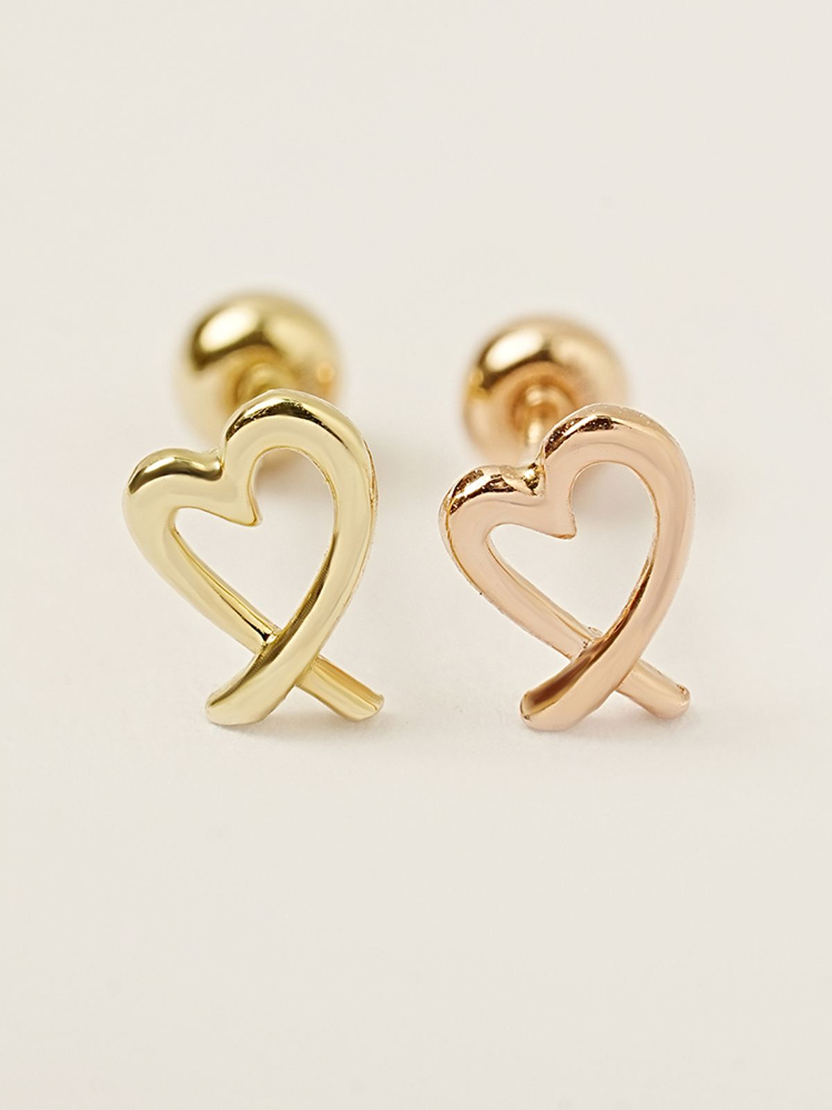 미니멀피어싱(MINIMALPIERCING) 14K 라인 하트 쉐입 피어싱 귀걸이