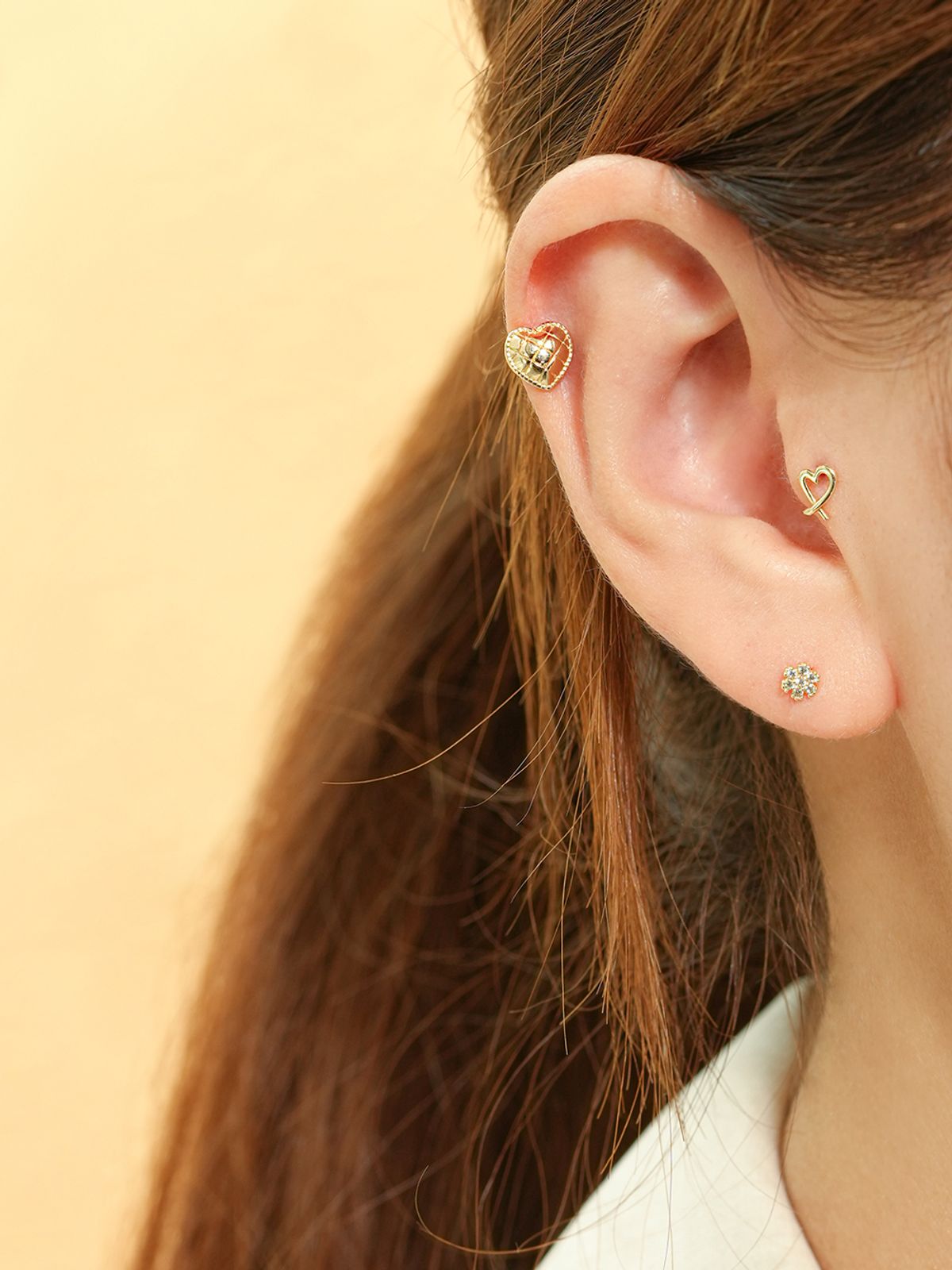미니멀피어싱(MINIMALPIERCING) 14K 라인 하트 쉐입 피어싱 귀걸이