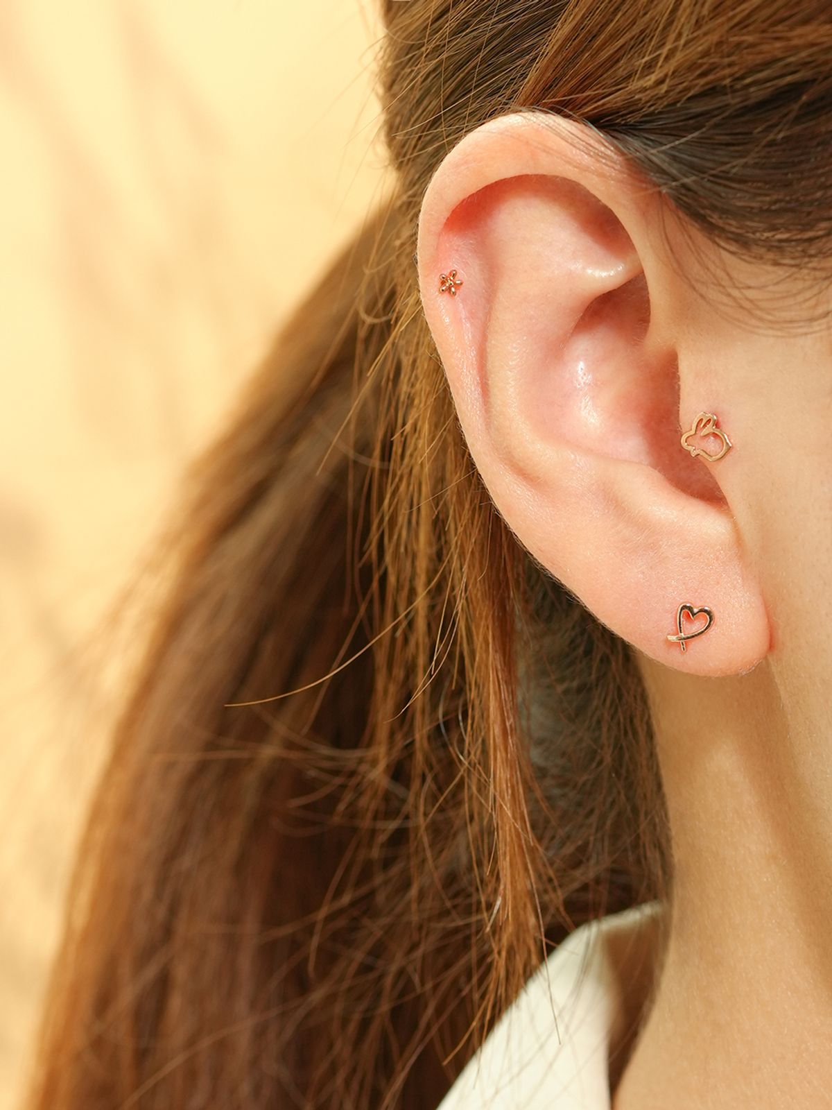 미니멀피어싱(MINIMALPIERCING) 14K 라인 하트 쉐입 피어싱 귀걸이