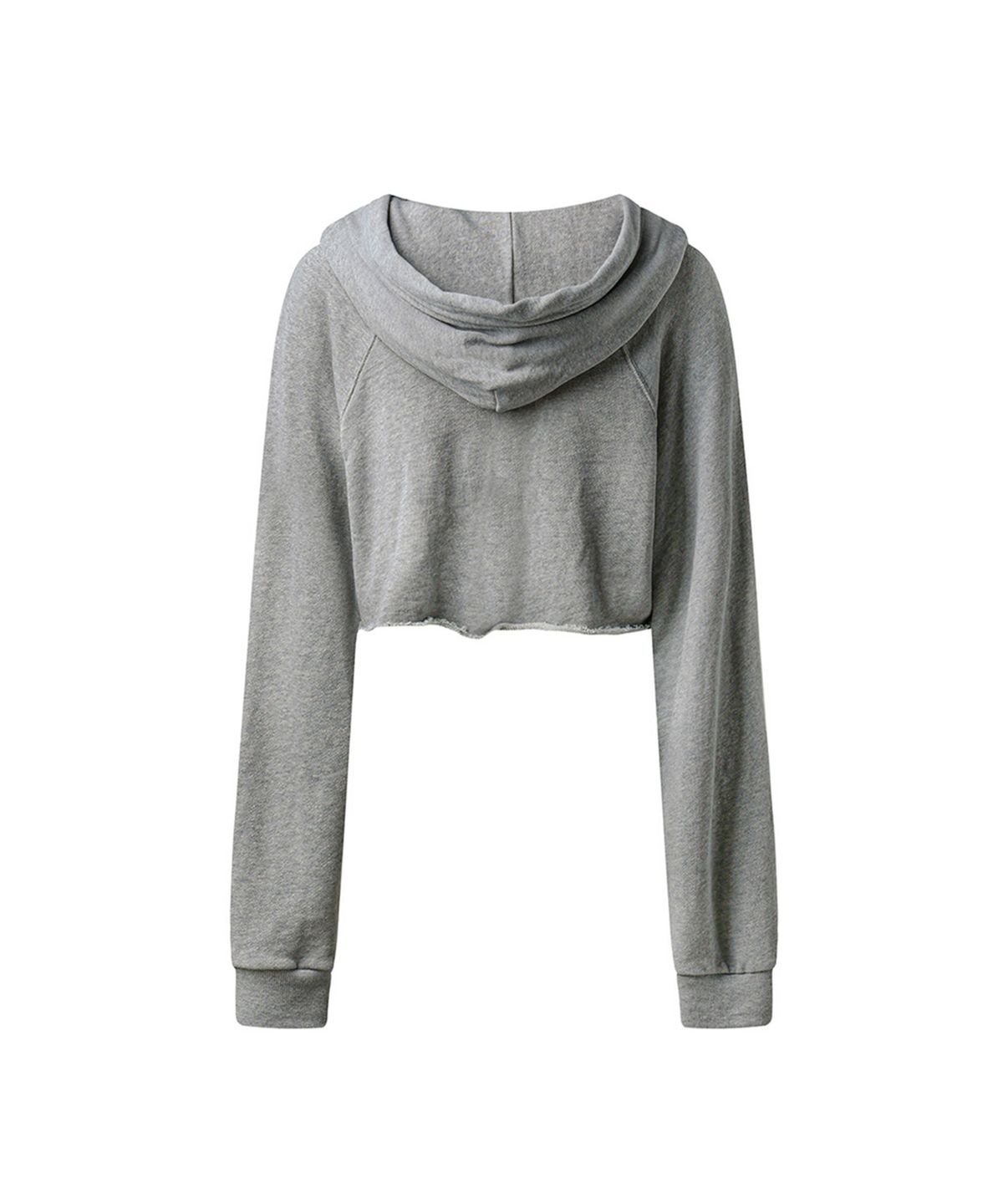 에르에르(ERER) Eagle printed crop hoodie Melange Gray