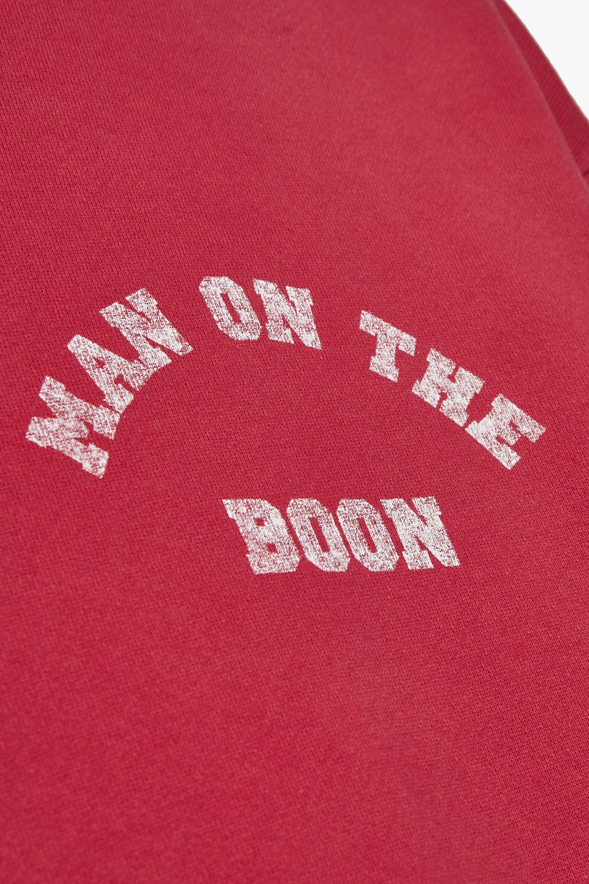 맨온더분(MAN ON THE BOON) 가먼트다잉 로고 프린트 테리 후디_레드 4715112005