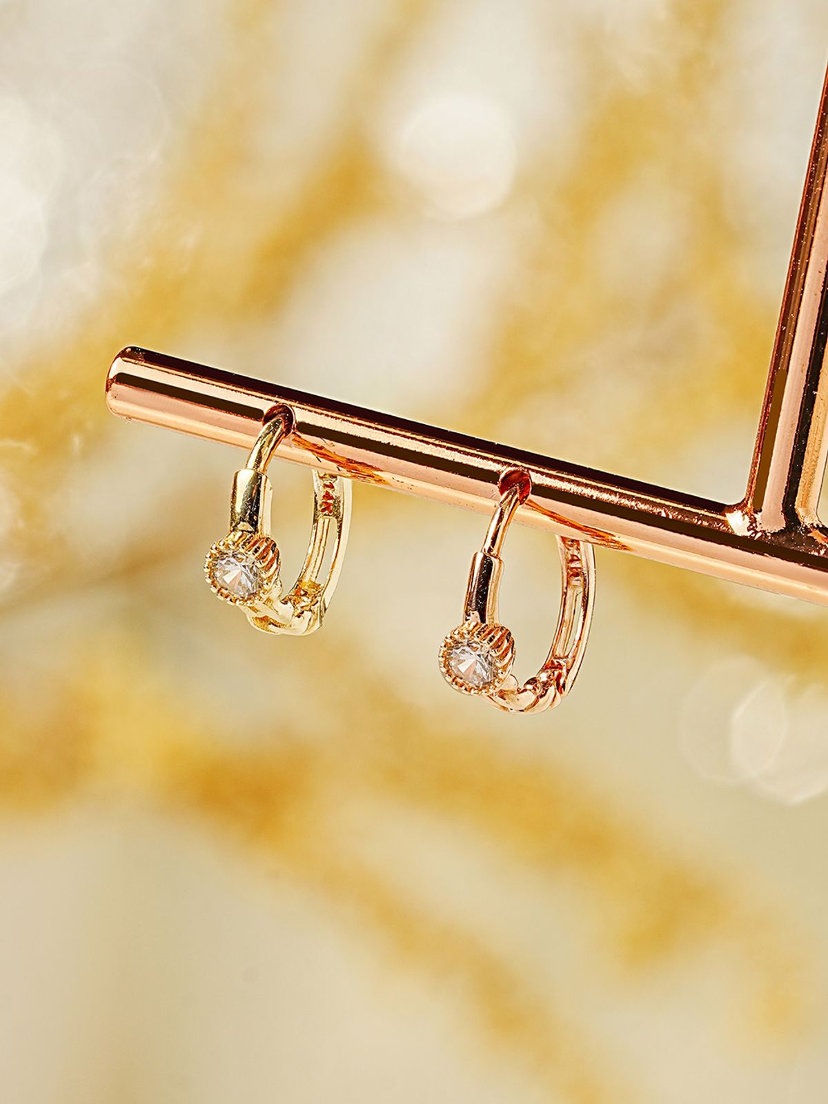 미니멀피어싱(MINIMALPIERCING) 14K 18K 하프 체인 큐빅 원터치 링 귀걸이