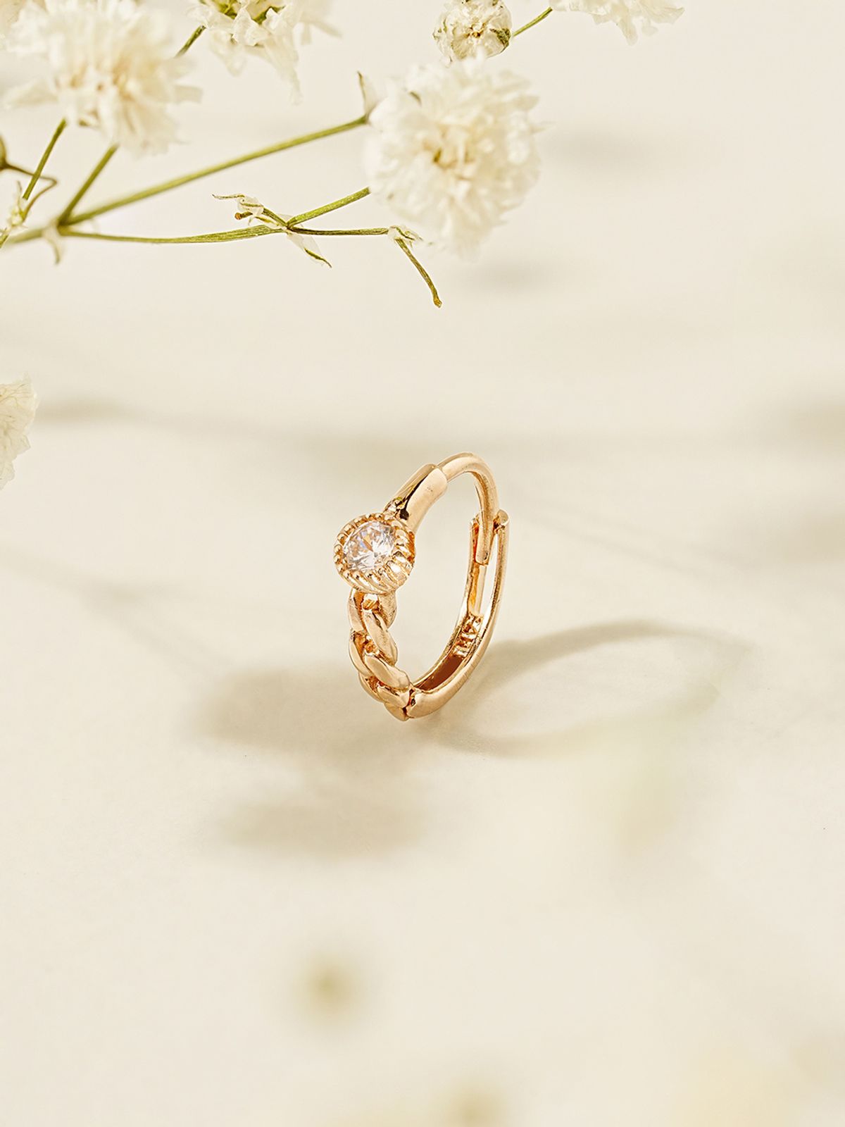 미니멀피어싱(MINIMALPIERCING) 14K 18K 하프 체인 큐빅 원터치 링 귀걸이