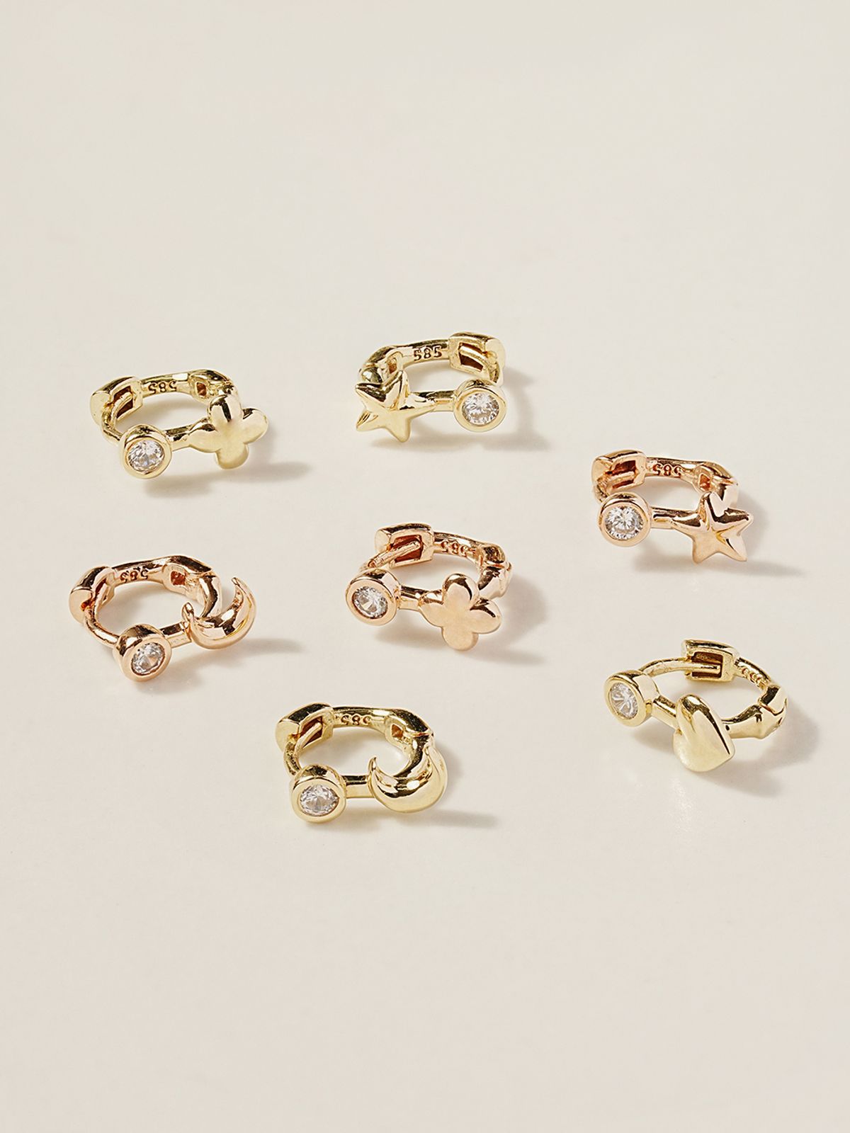 미니멀피어싱(MINIMALPIERCING) 14K 18K 심볼 별 달 하트 클로버 원터치 링 귀걸이