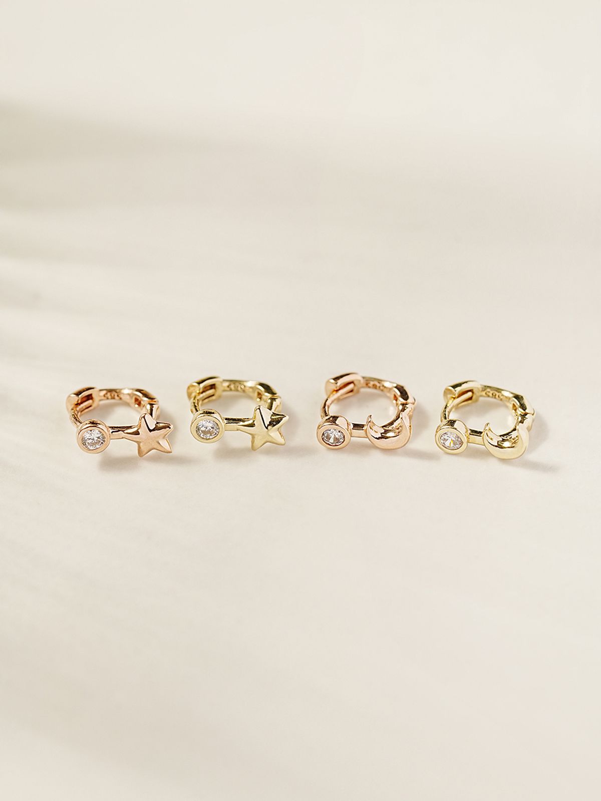 미니멀피어싱(MINIMALPIERCING) 14K 18K 심볼 별 달 하트 클로버 원터치 링 귀걸이
